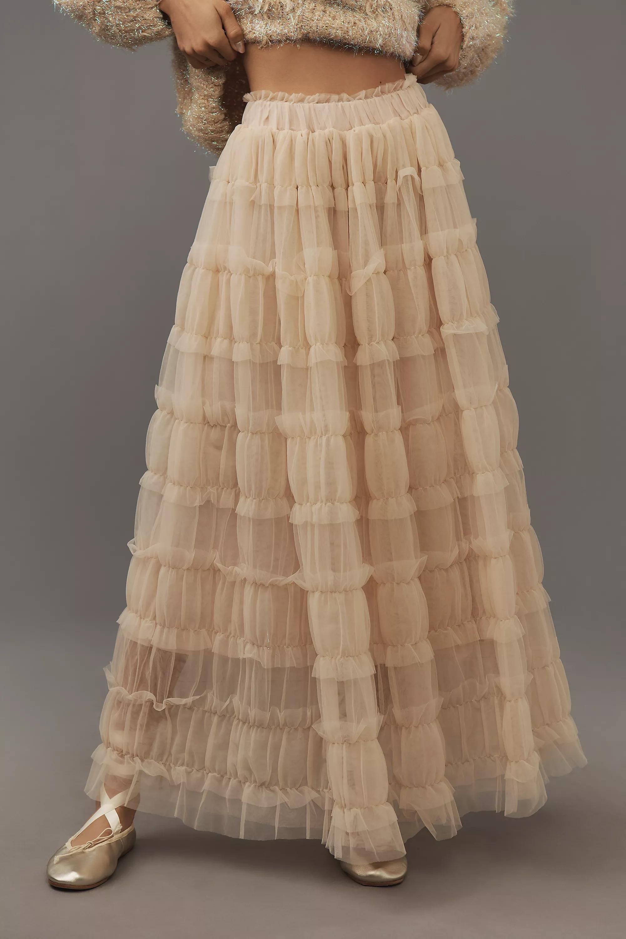Anthropologie Lace Flowy Brunch Maxi, Beige, , large image number 2