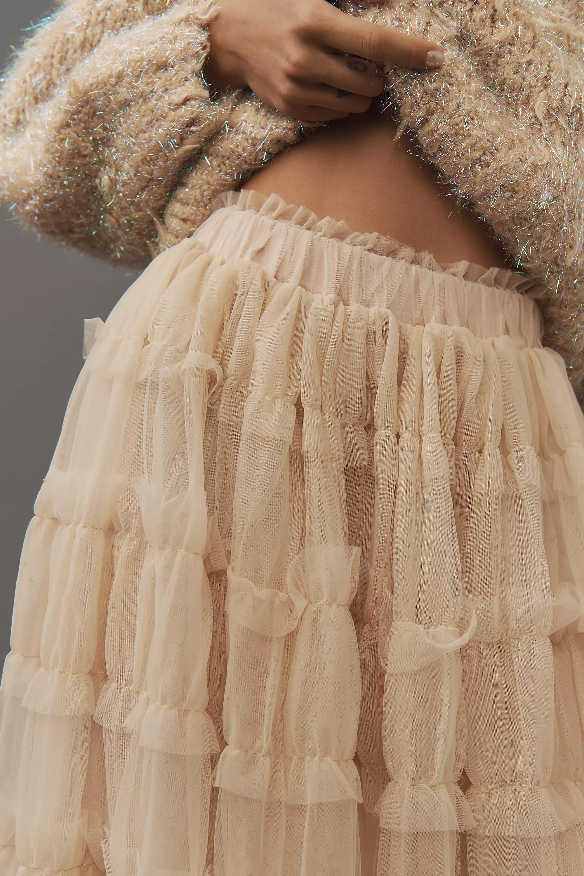 Anthropologie Lace Flowy Brunch Maxi, Beige, , large image number 3