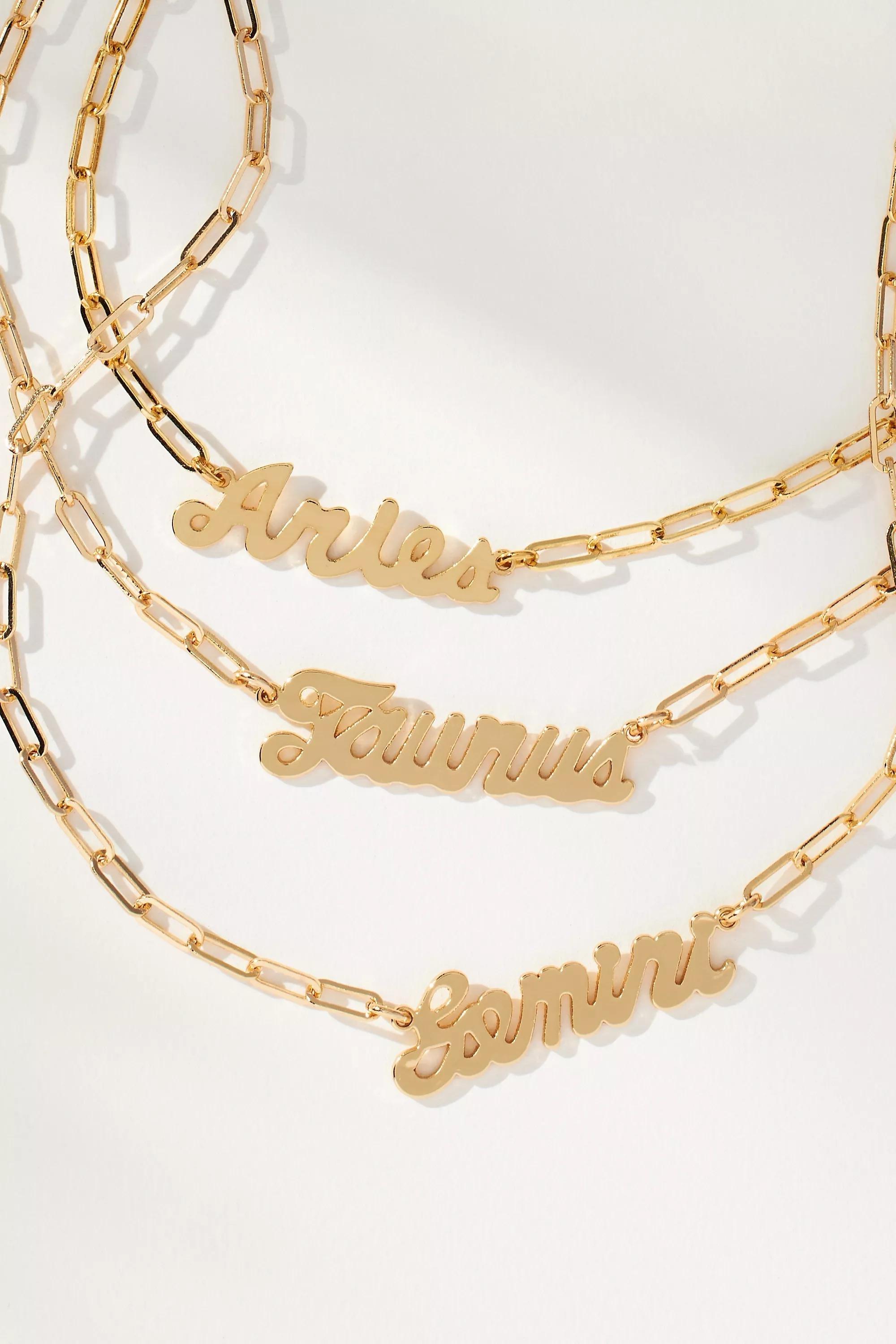 Anthropologie Zodiac Necklace, Gold, A501_0810, large image number 1