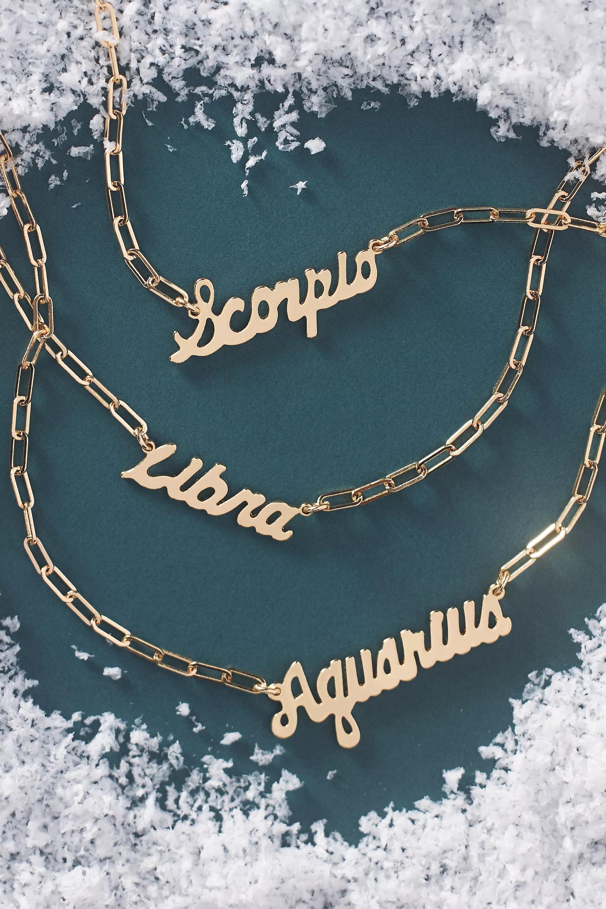 Anthropologie Zodiac Necklace, Gold, A501_0810, large image number 2