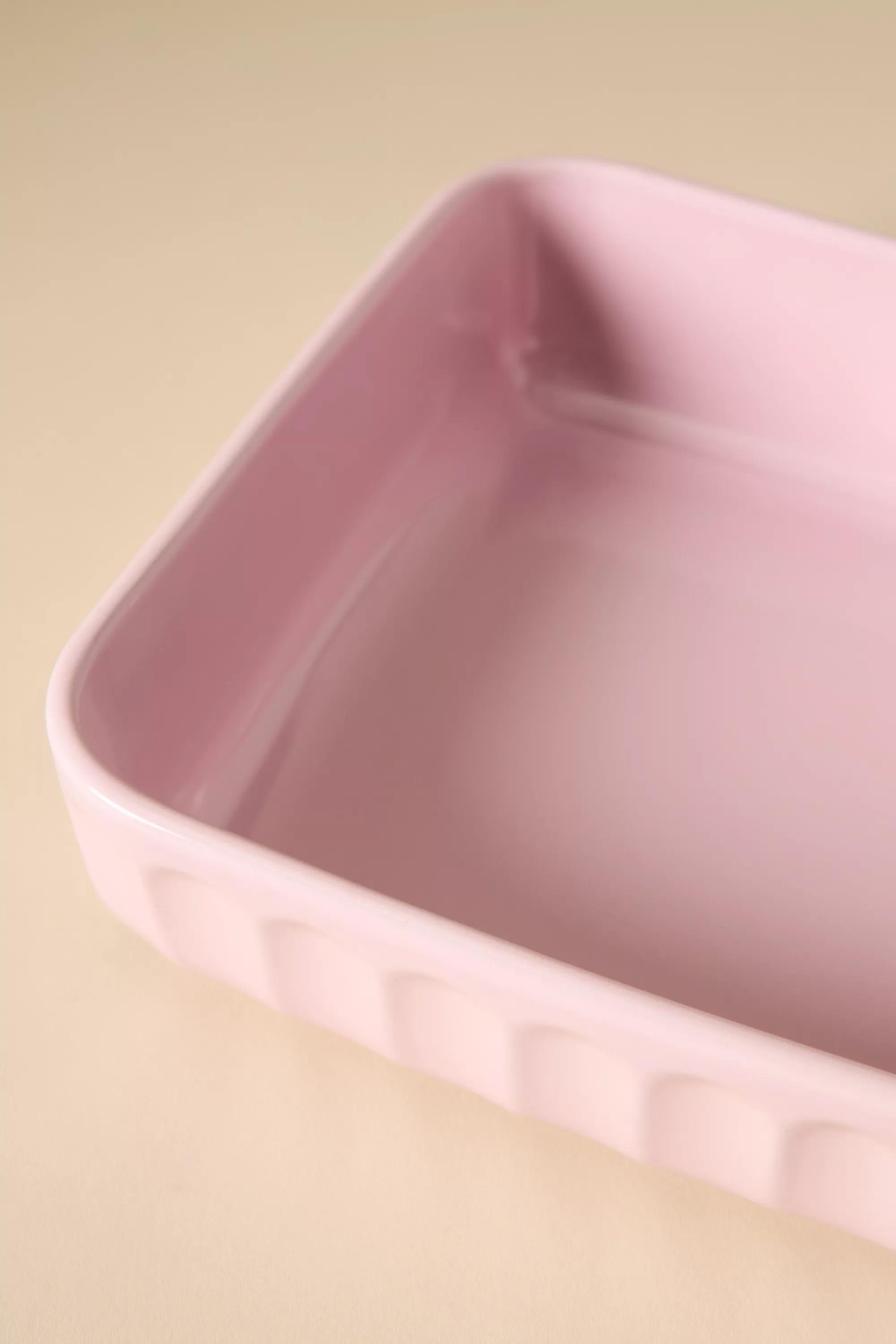 Stoneware Square Baking Dish, Pink, A501_0073, large image number 3