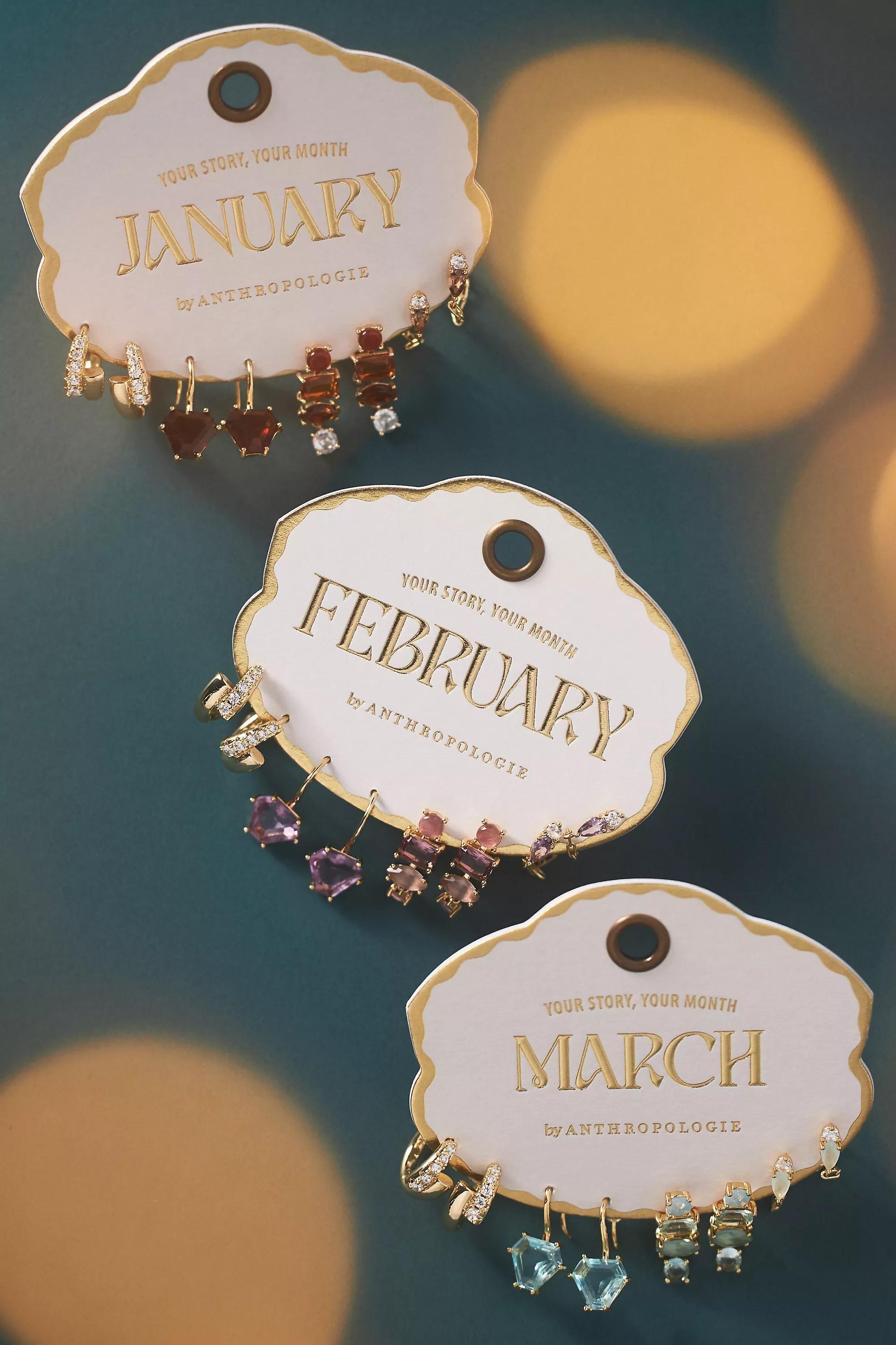 Birthstone Huggie Earrings, Set Of 4, Navy, A501_0043, large image number 1