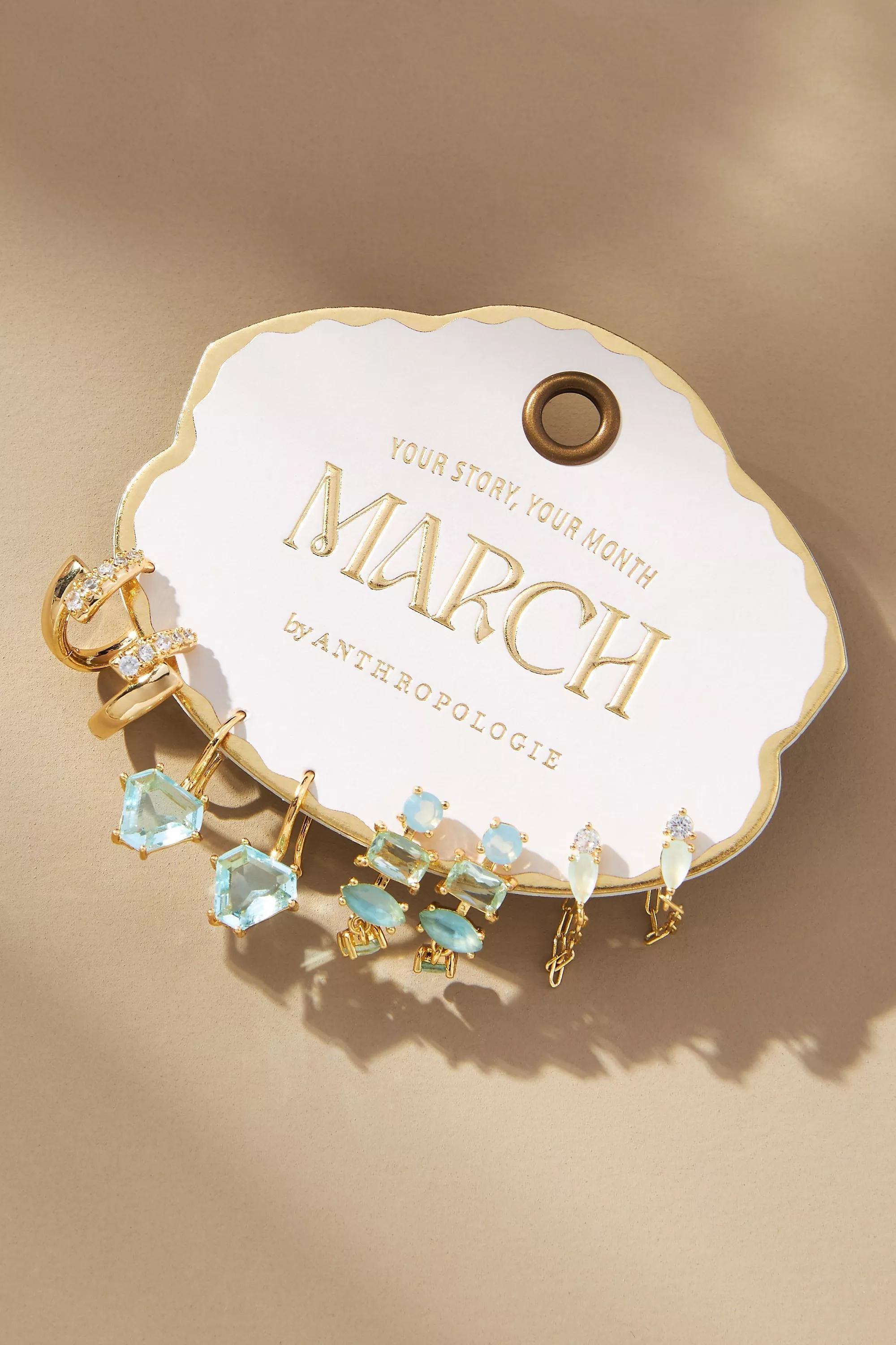 14K Birthstone Huggie Earrings, Set Of 4, Blue, A501_0045, large image number 2