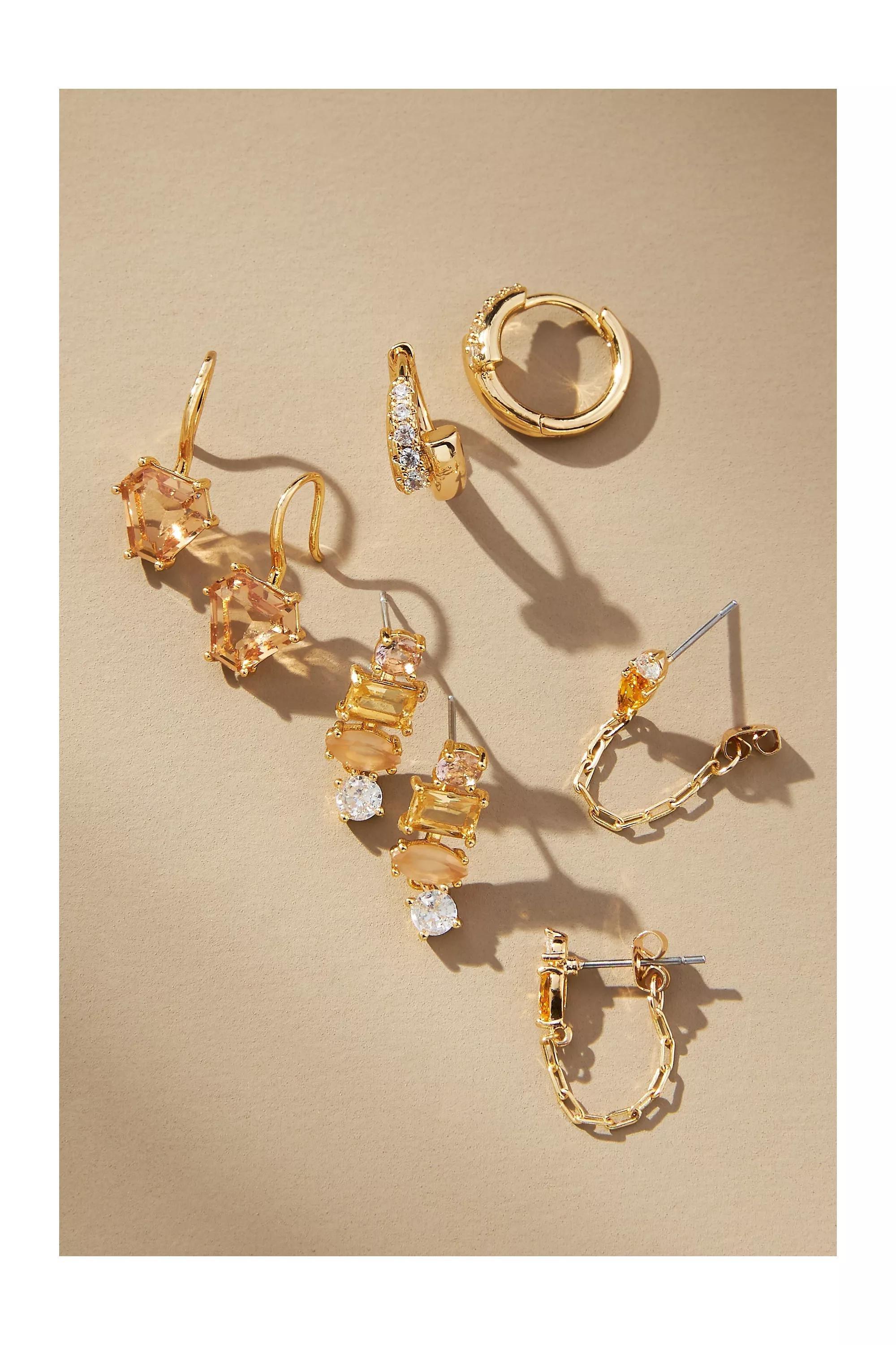 Birthstone Huggie Earrings, Set Of 4, Yellow, A501_0073, large image number 0