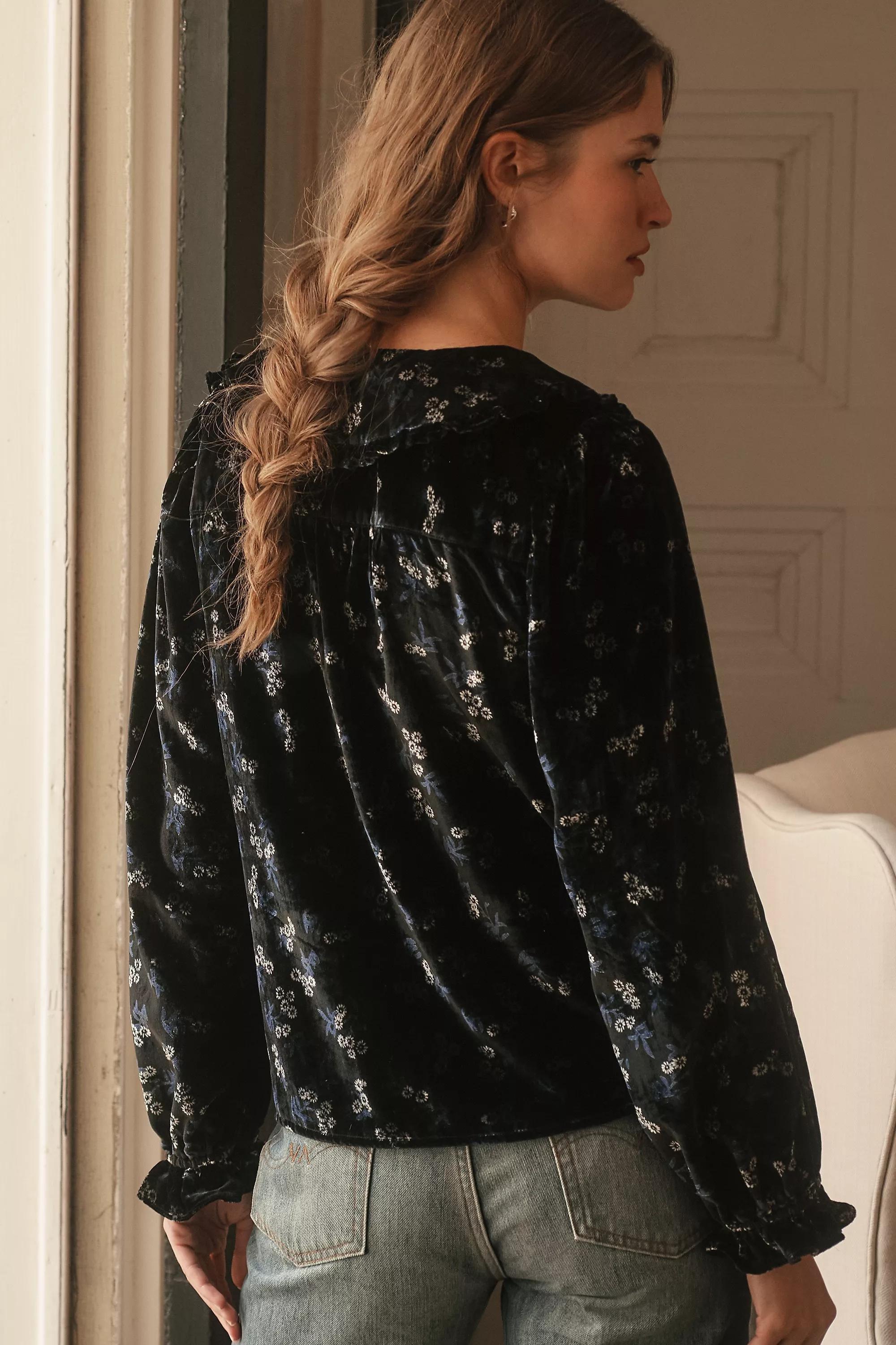 By Pilcro Collared Button-Front Blousem, Black, A501_0520, medium