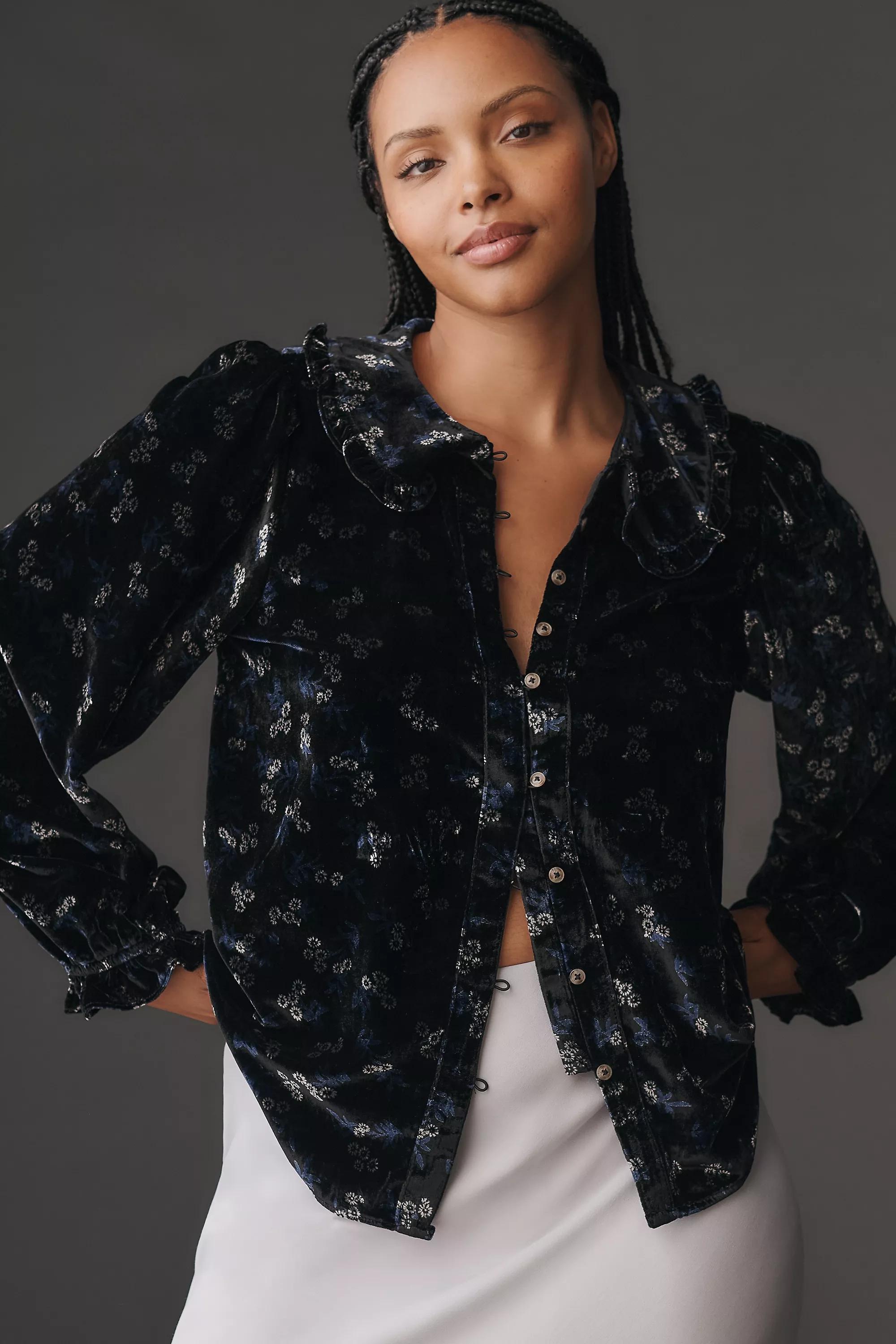 By Pilcro Collared Button-Front Blousem, Black, A501_0520, large image number 3