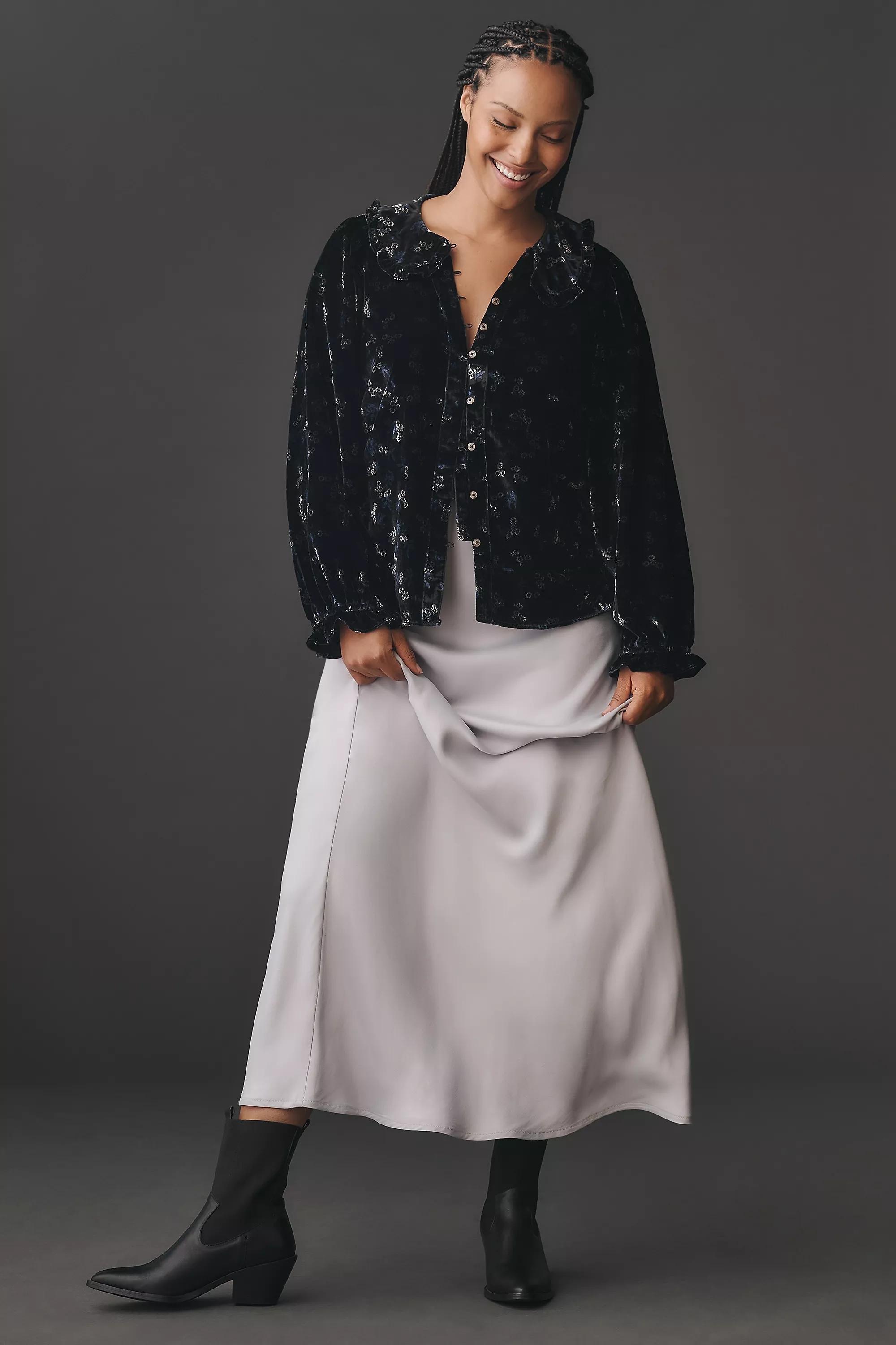 By Pilcro Collared Button-Front Blousem, Black, A501_0520, large image number 5