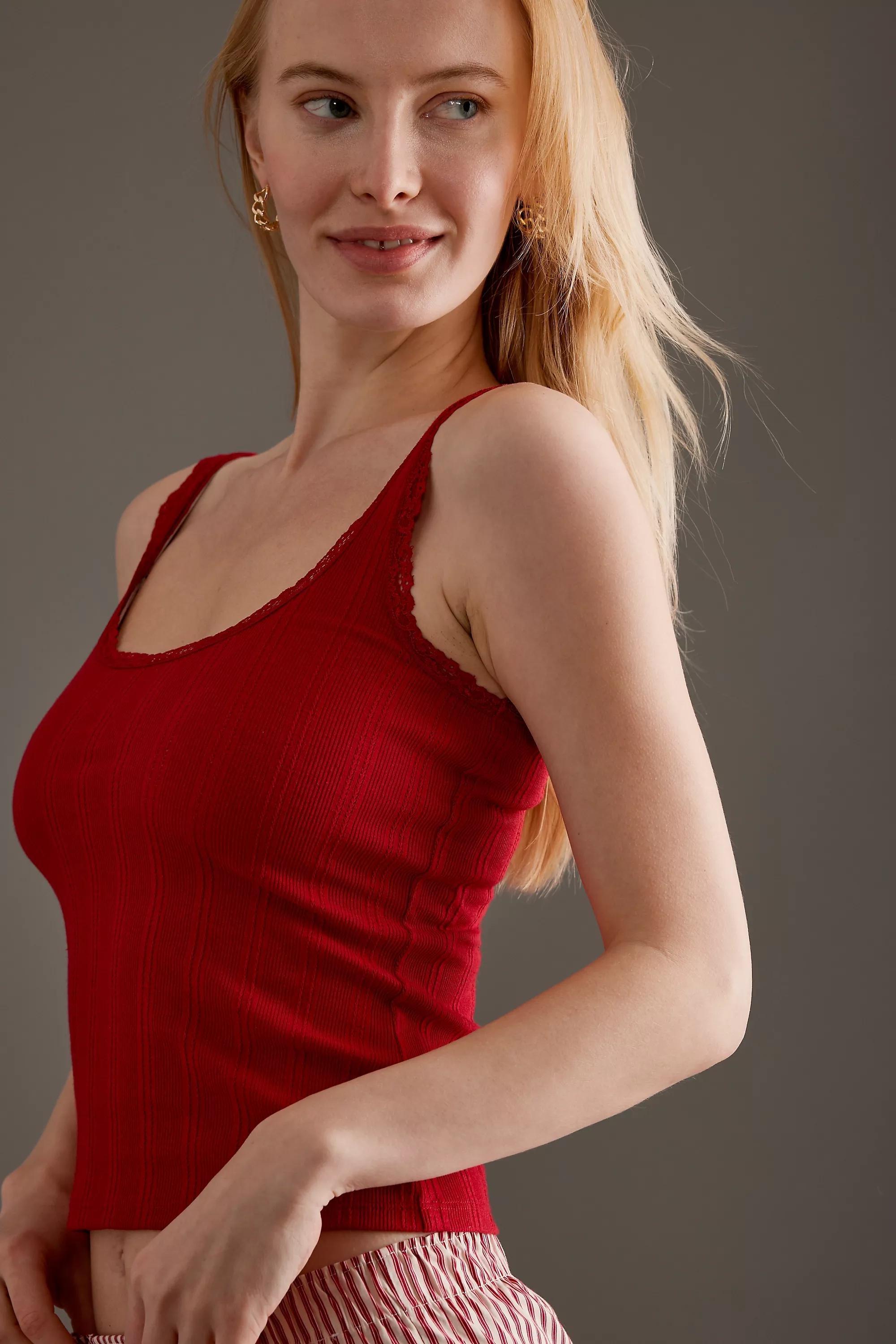 Anthropologie Ribbed Crop Top, Red, , large image number 2