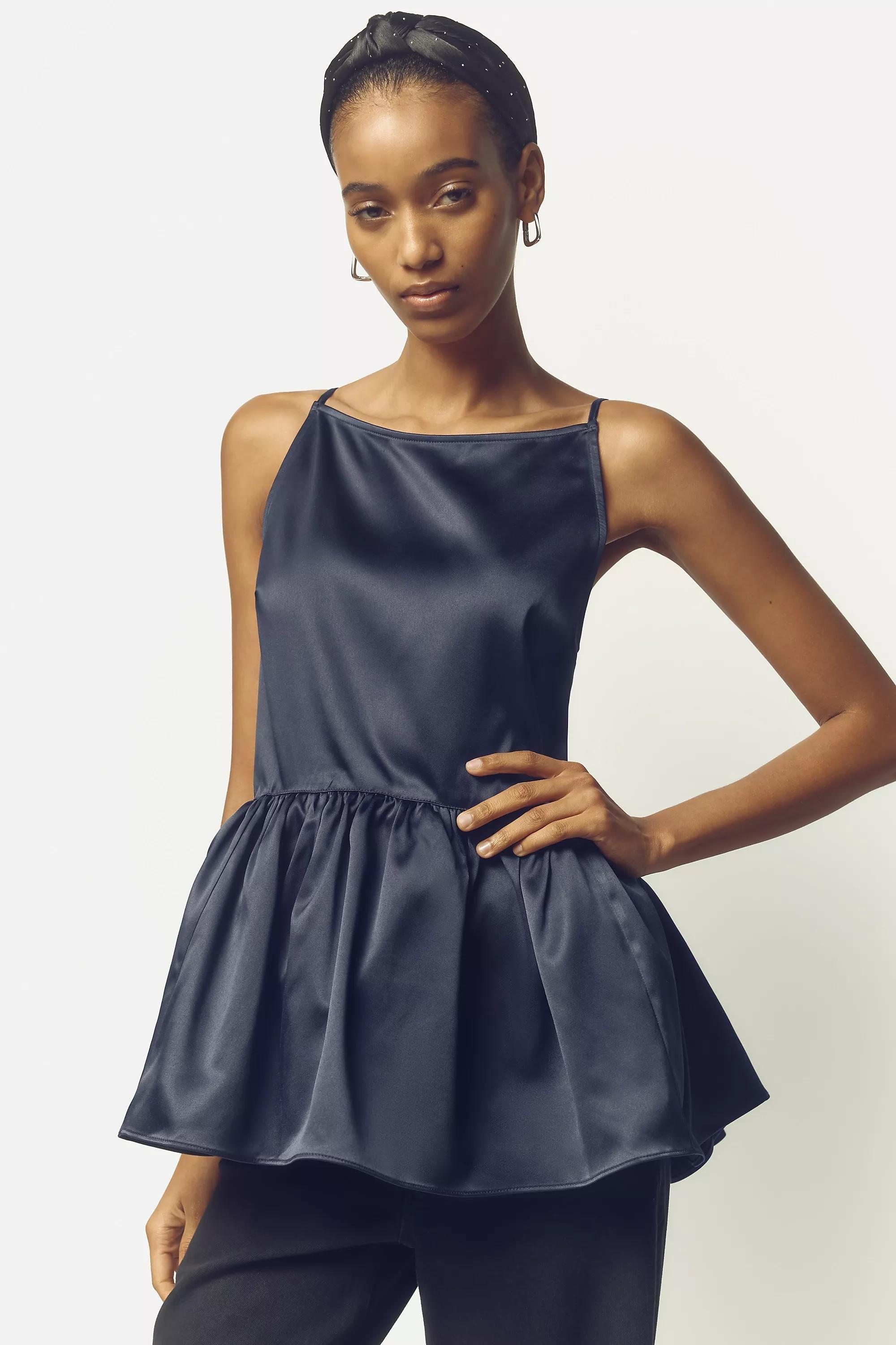 Anthropologie Satin Finish Blouse, Blue, , large image number 0