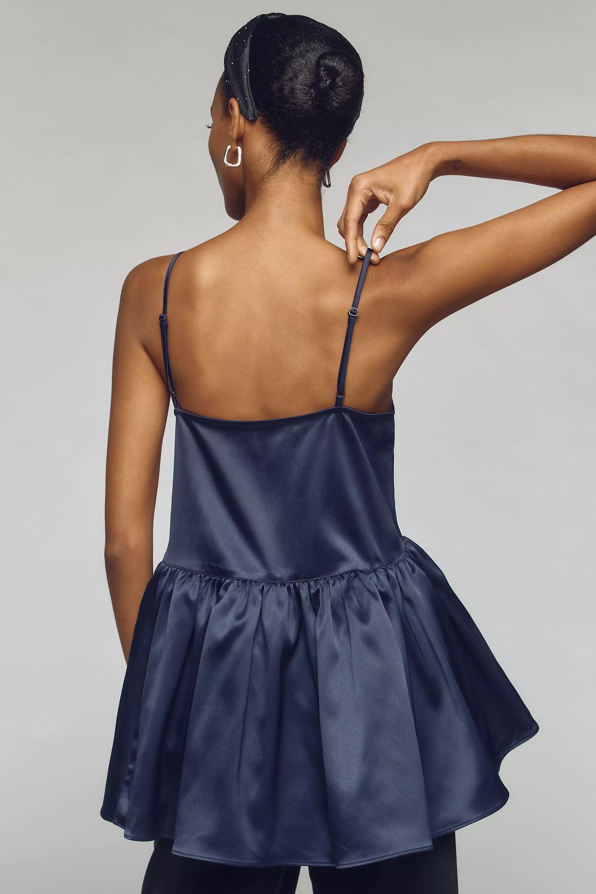 Anthropologie Satin Finish Blouse, Blue, , large image number 1