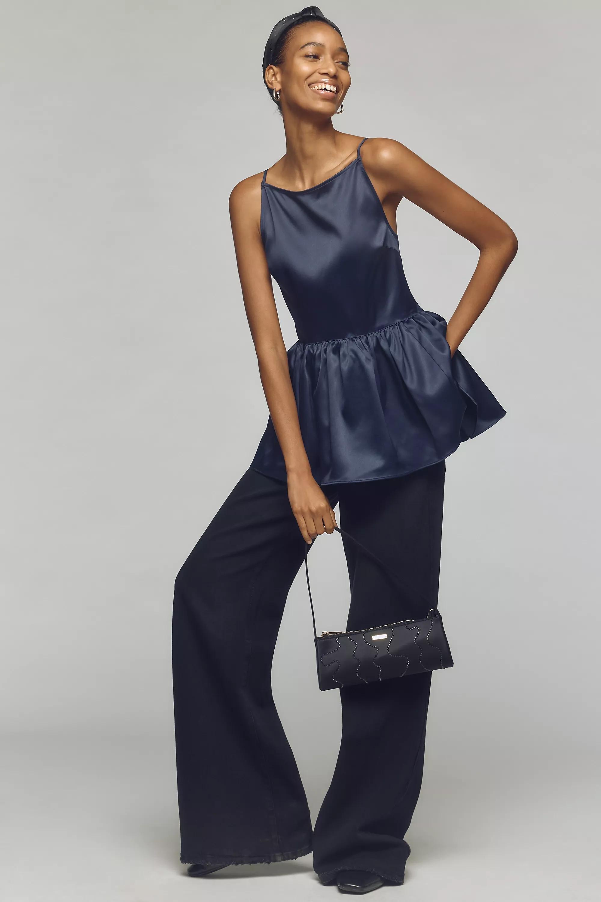 Anthropologie Satin Finish Blouse, Blue, , large image number 2