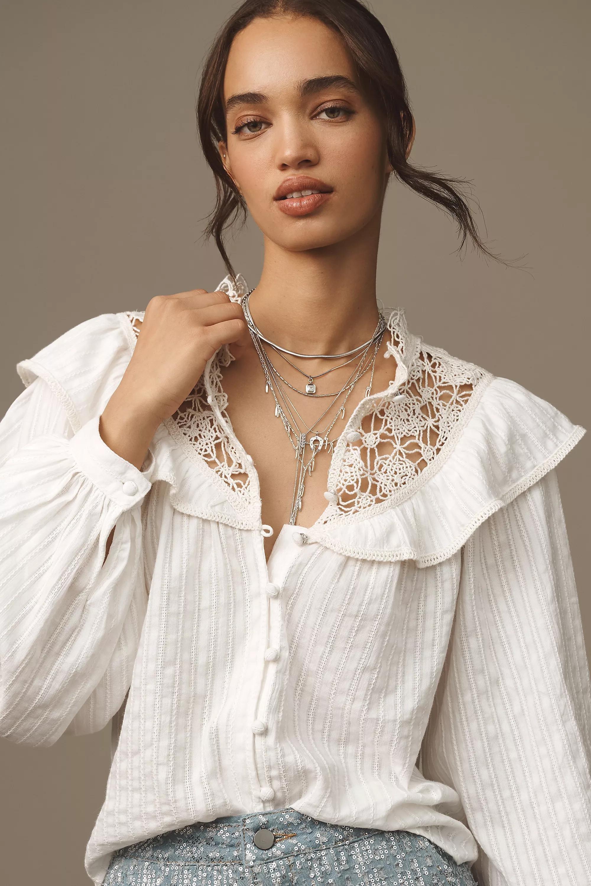 By Pilcro Long-Sleeve Eyelet Cutwork Blouse, A501_0010, large image number 0