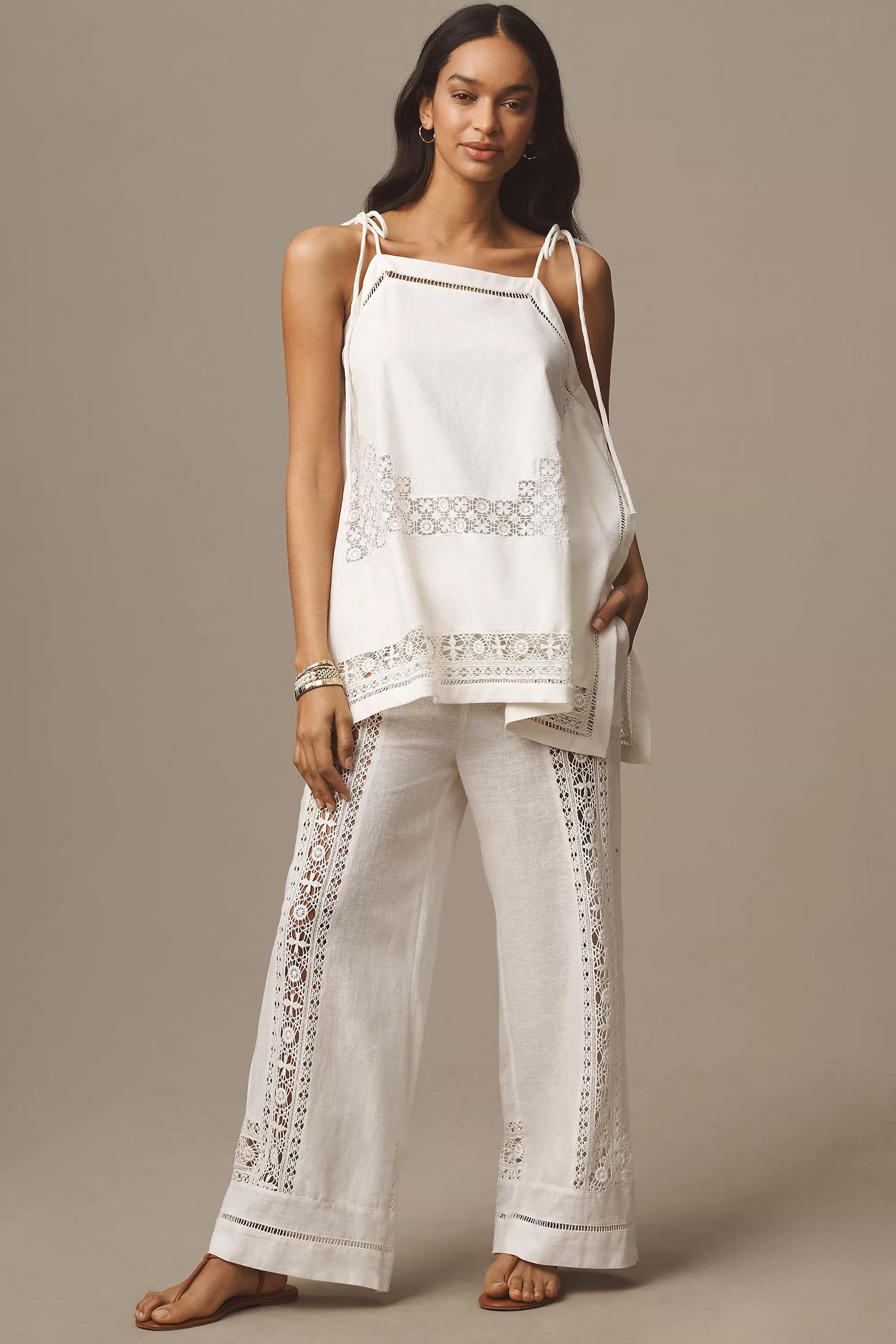 Anthropologie Lace Details Blouse, White, , large image number 0