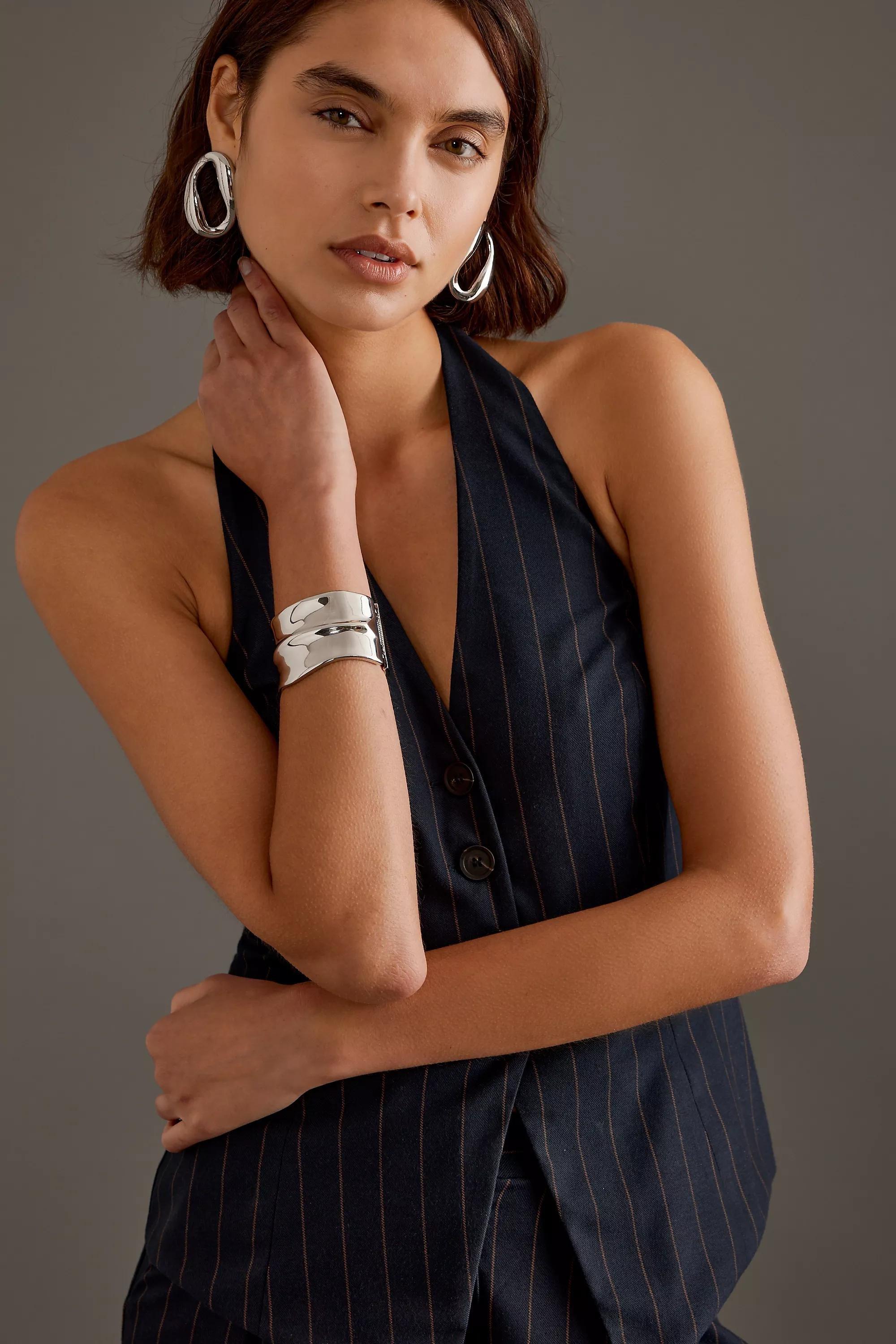 Anthropologie Pinstripe Halter Waistcoat, Navy, , large image number 4