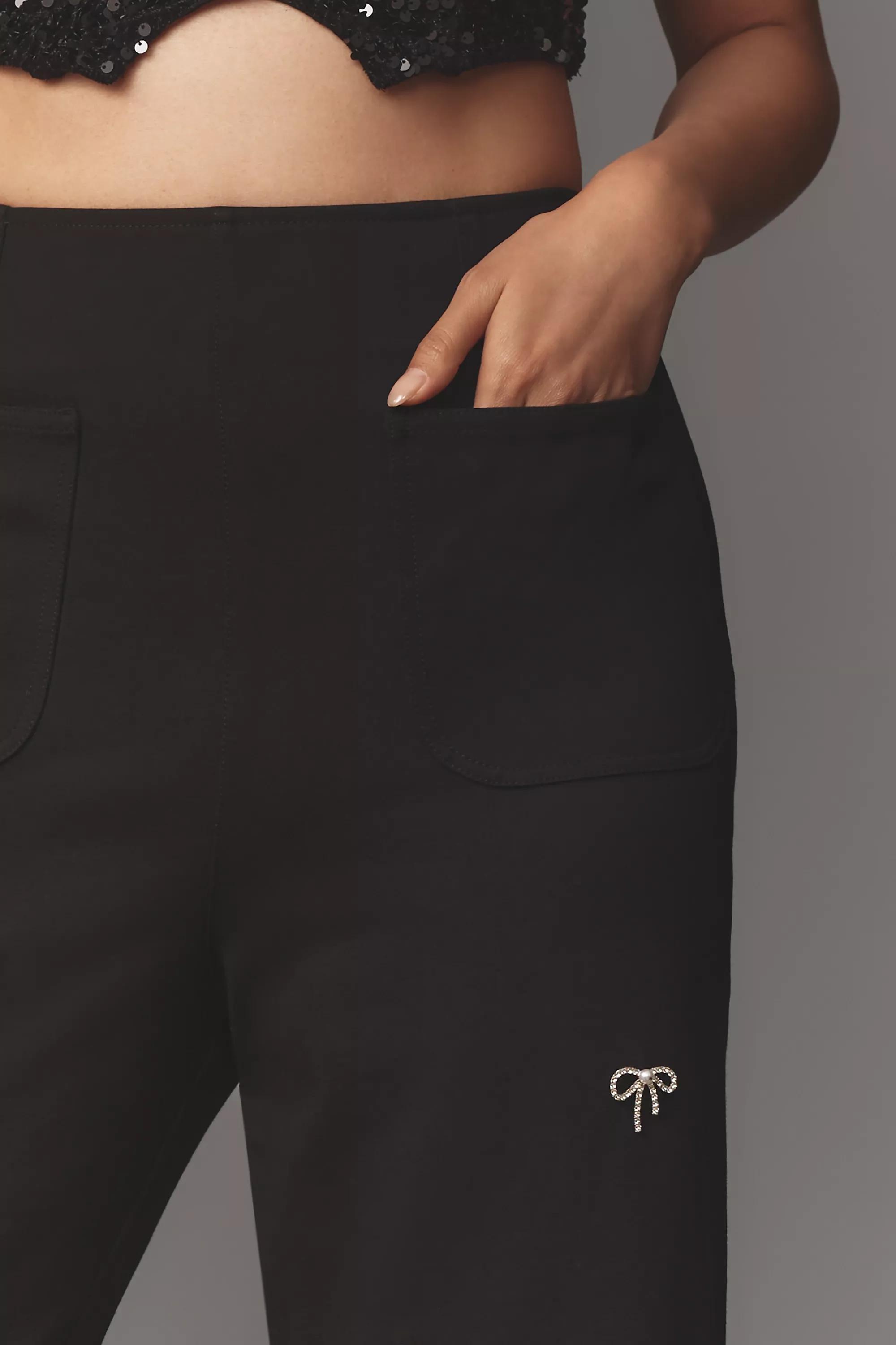 Anthropologie Embroidered Formal Trousers, Black, A501_0001, large image number 3