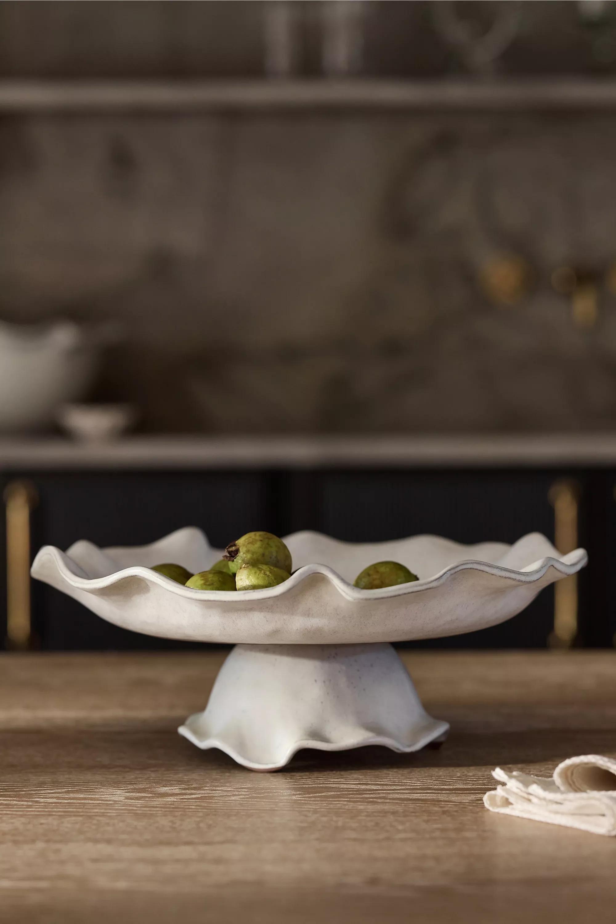 Wynn Portuguese Glazed Terracotta Cake Stand, White, A501_0010, large image number 0