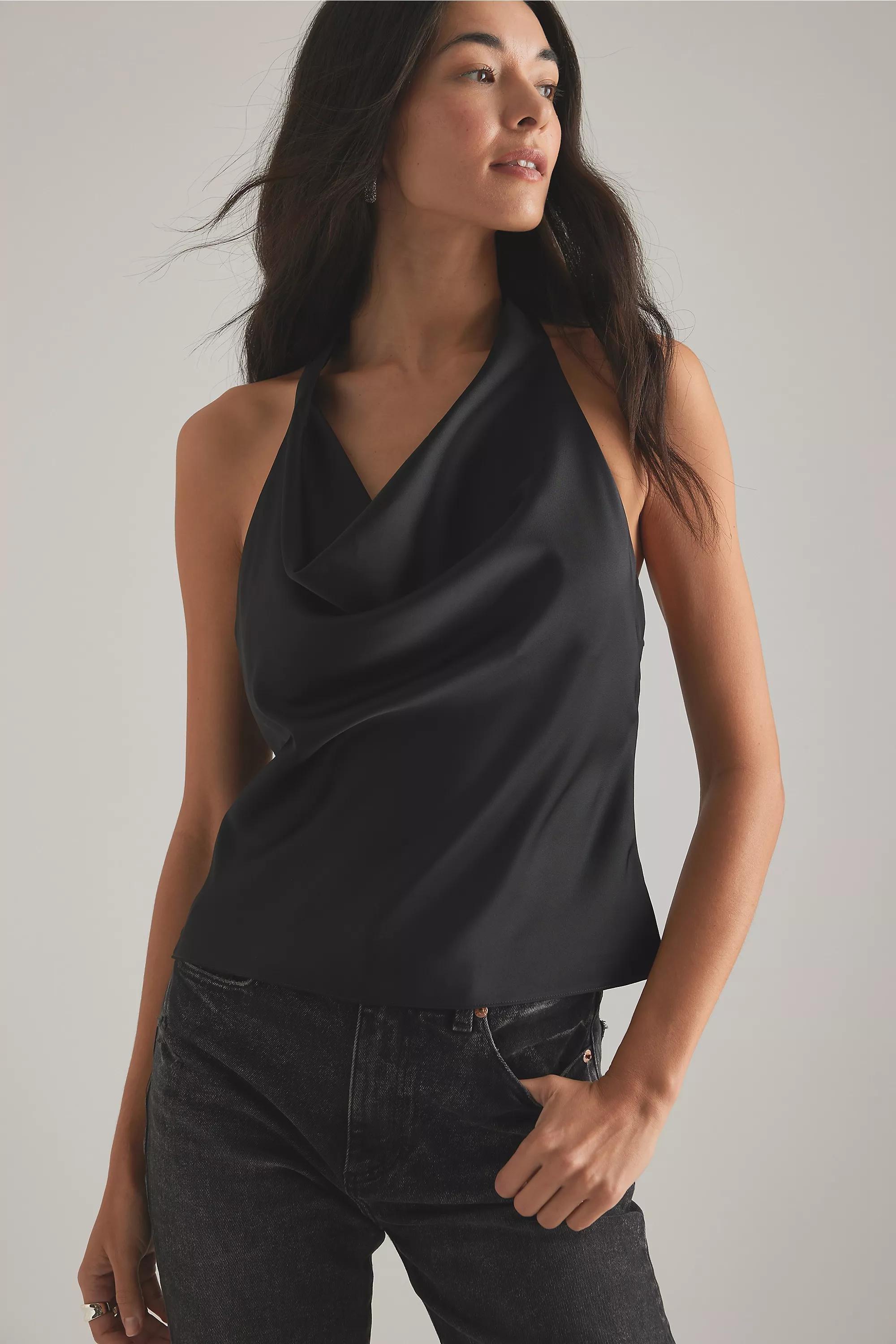 Anthropologie Satin Finish Blouse, Green, , large image number 0