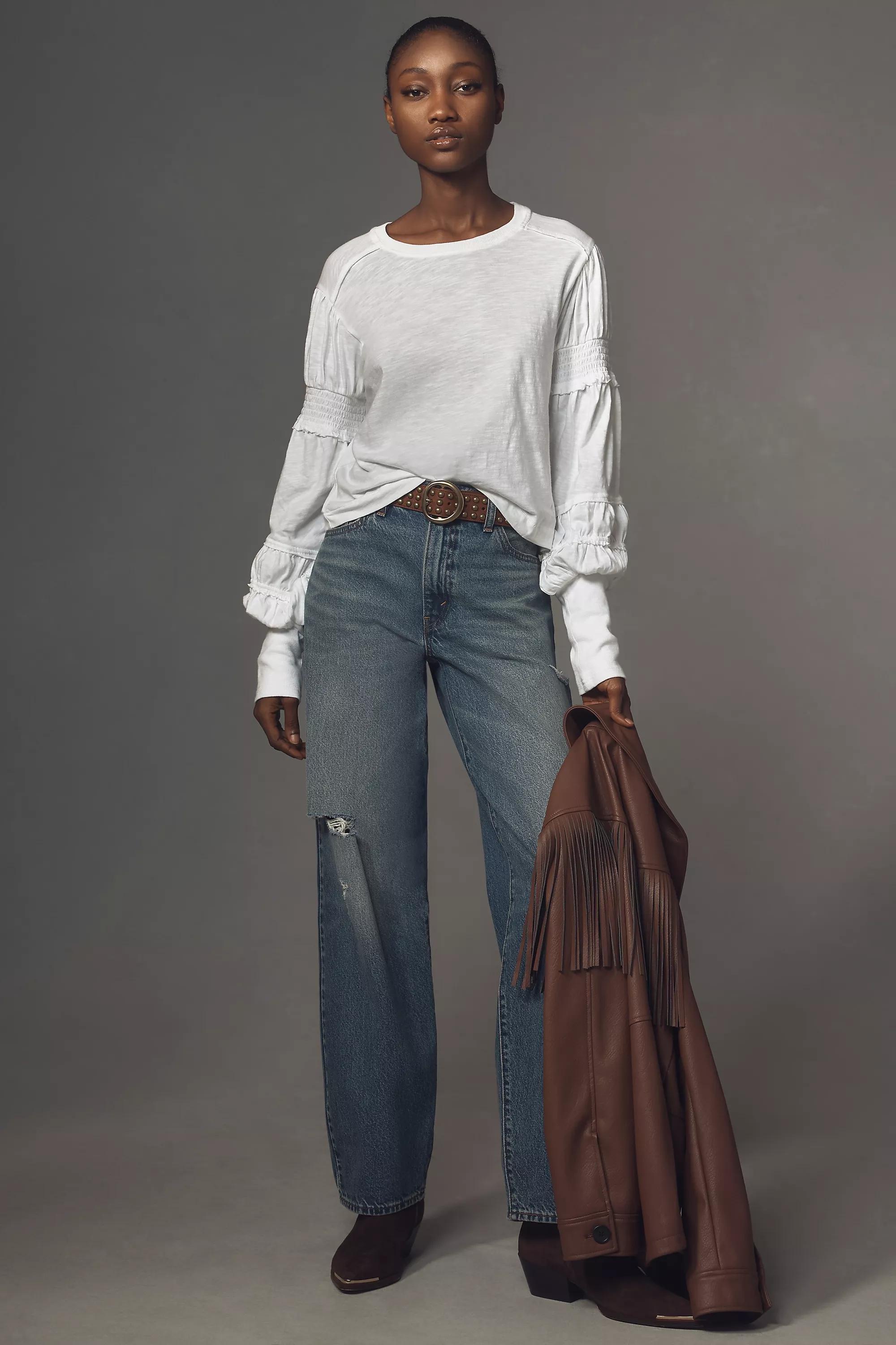 Anthropologie Frills Ruffle Crop Top, White, White, medium