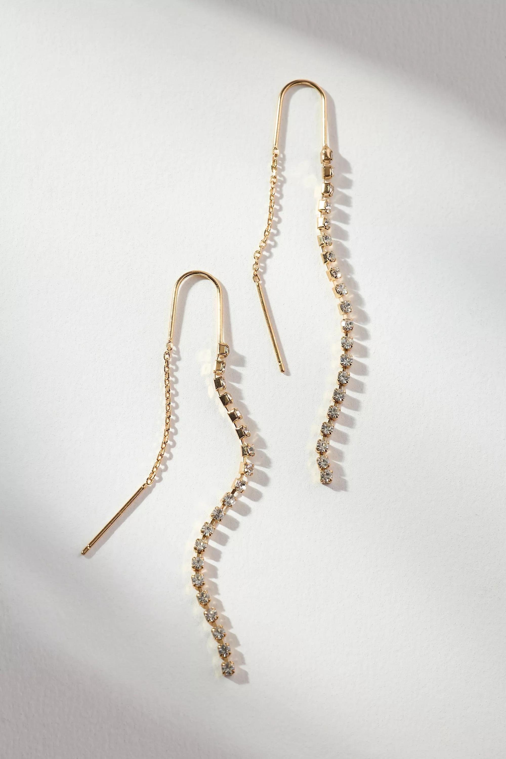 Crystal Wire Threader Drop Earrings, Gold, A501_0070, large image number 0