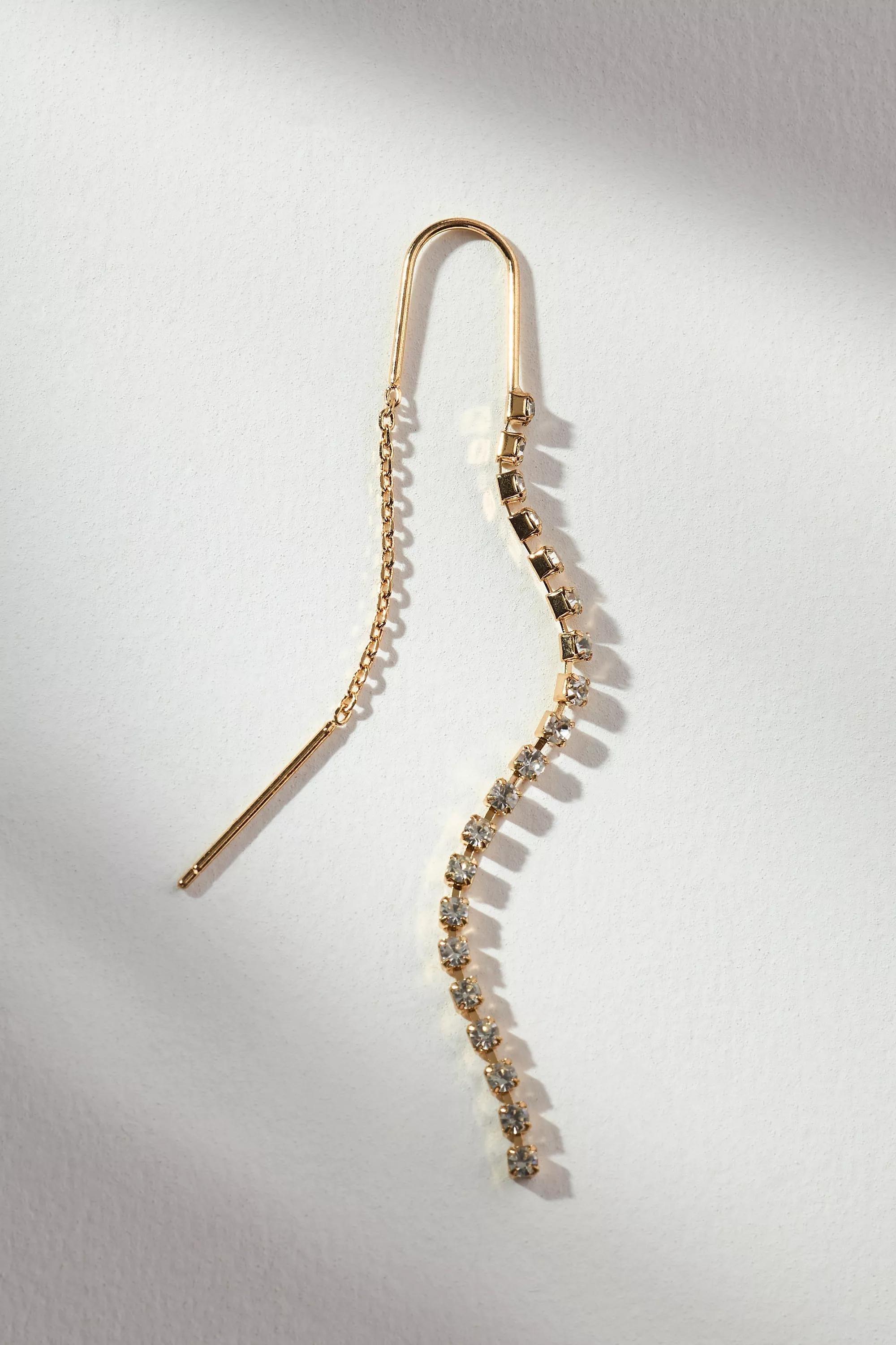 Crystal Wire Threader Drop Earrings, Gold, A501_0070, large image number 1
