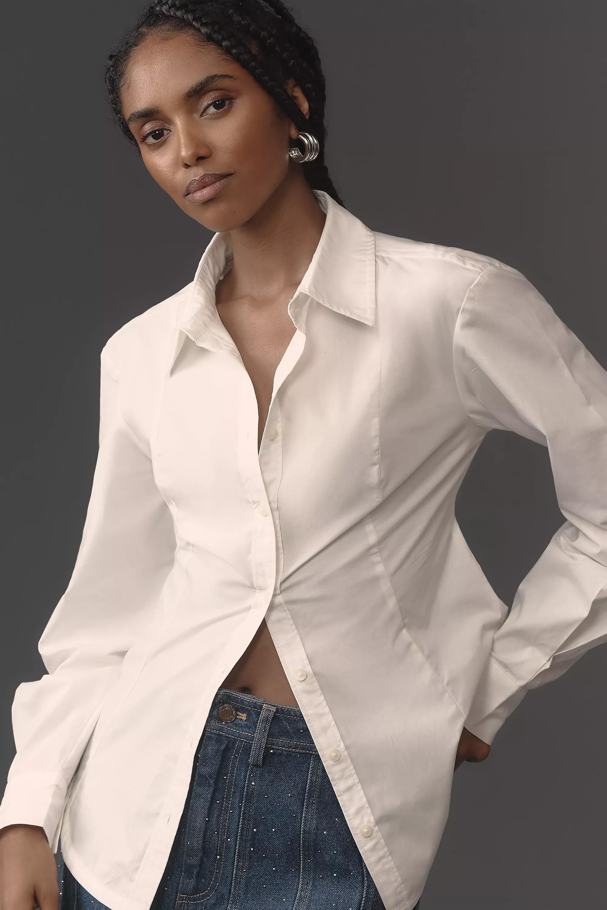 Anthropologie Plain Button Down, White, , large image number 0