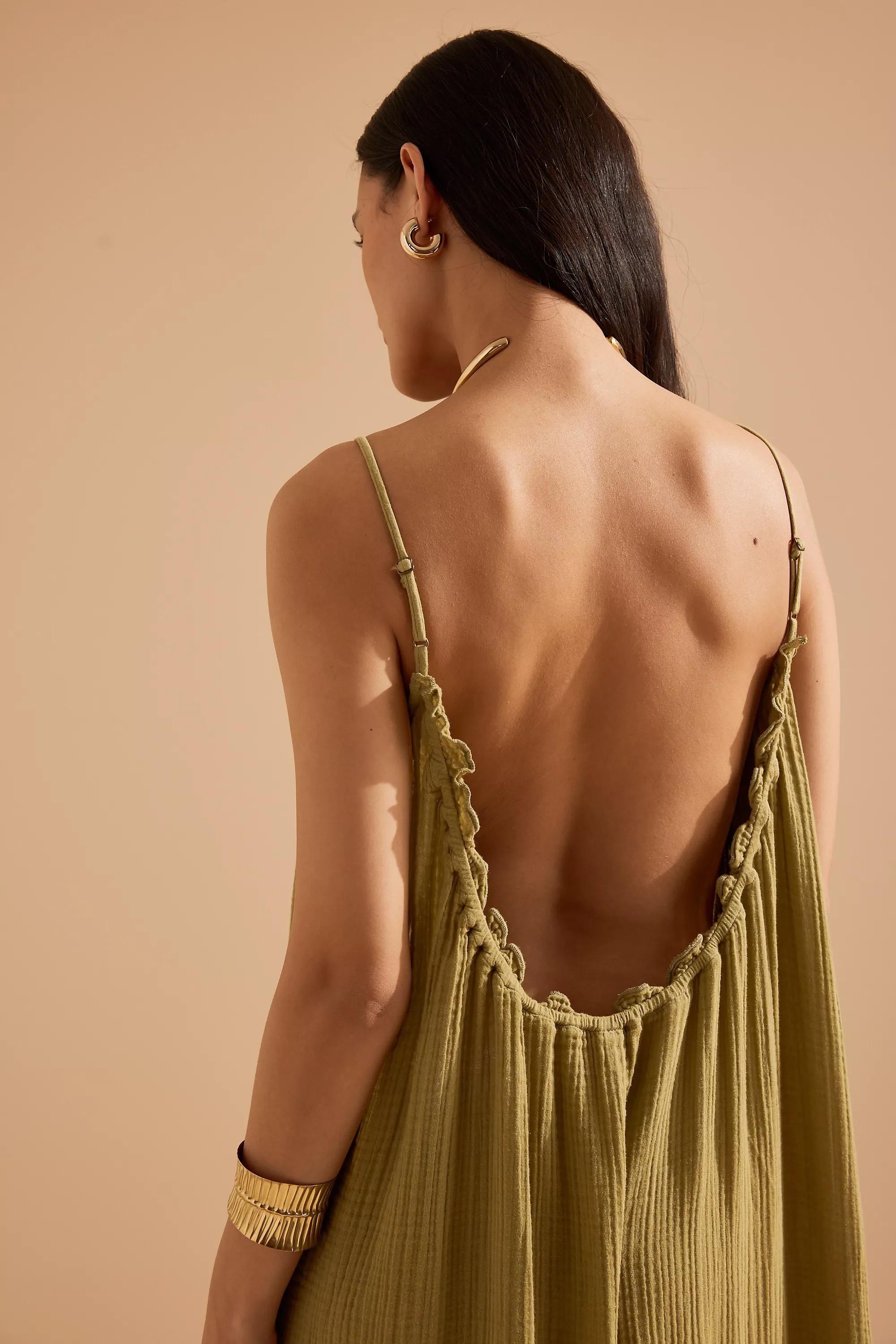By Celandine The Malika Gauze Maxi Dress, Green, A501_0098, large image number 4