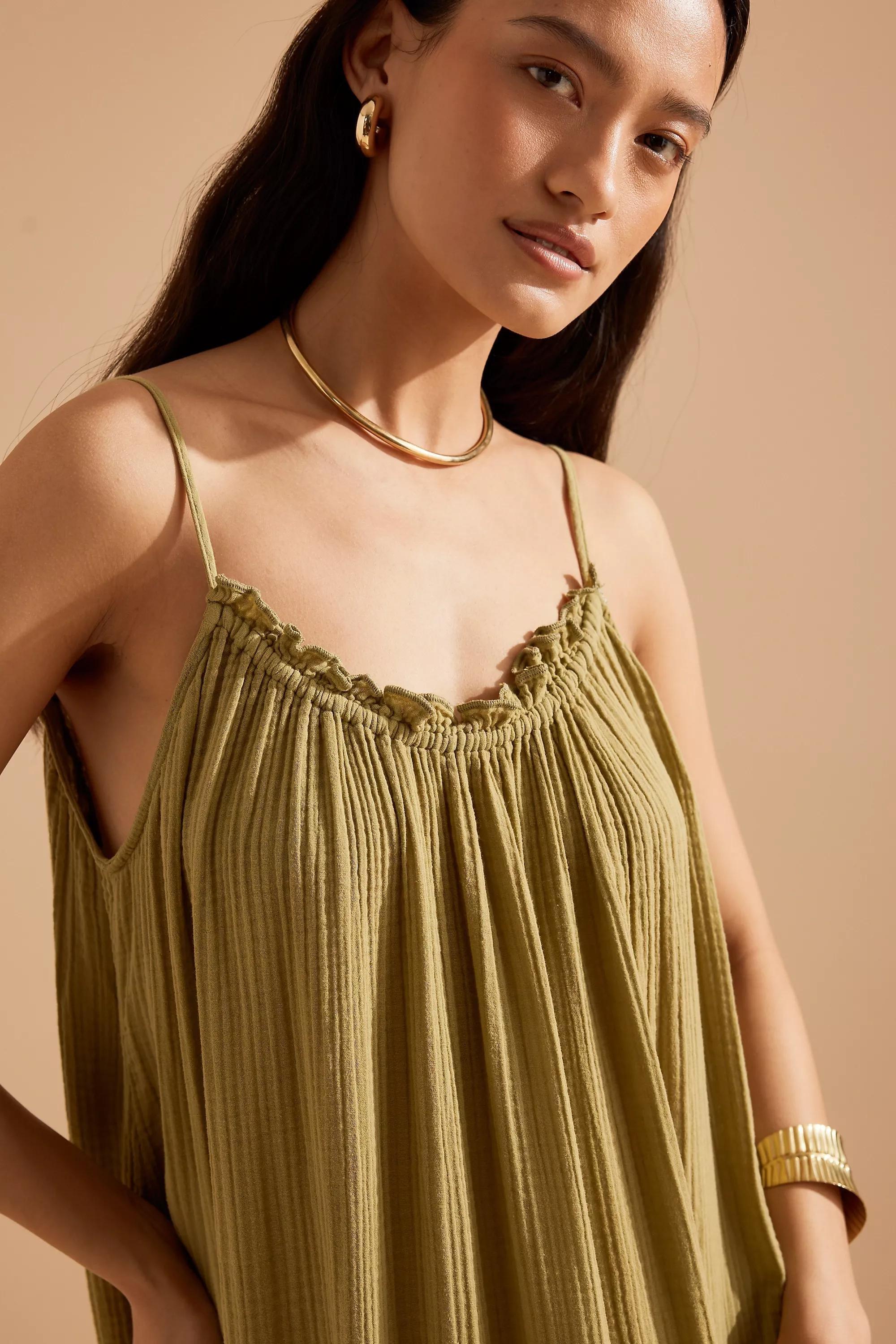 By Celandine The Malika Gauze Maxi Dress, Green, A501_0098, large image number 5