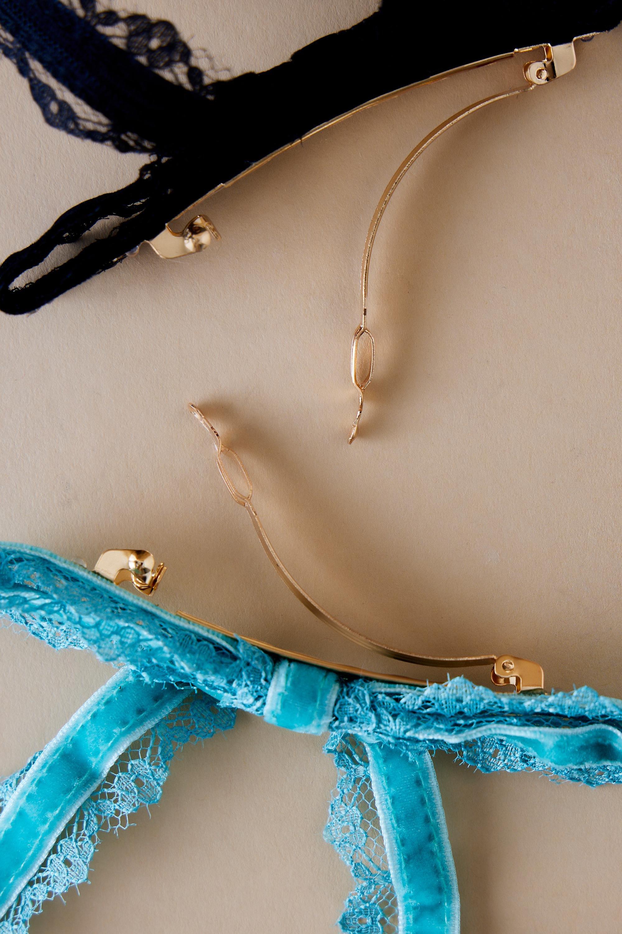 Lace-Trim Velvet Hair Bows, Kids Girls, A501_0001, large image number 2