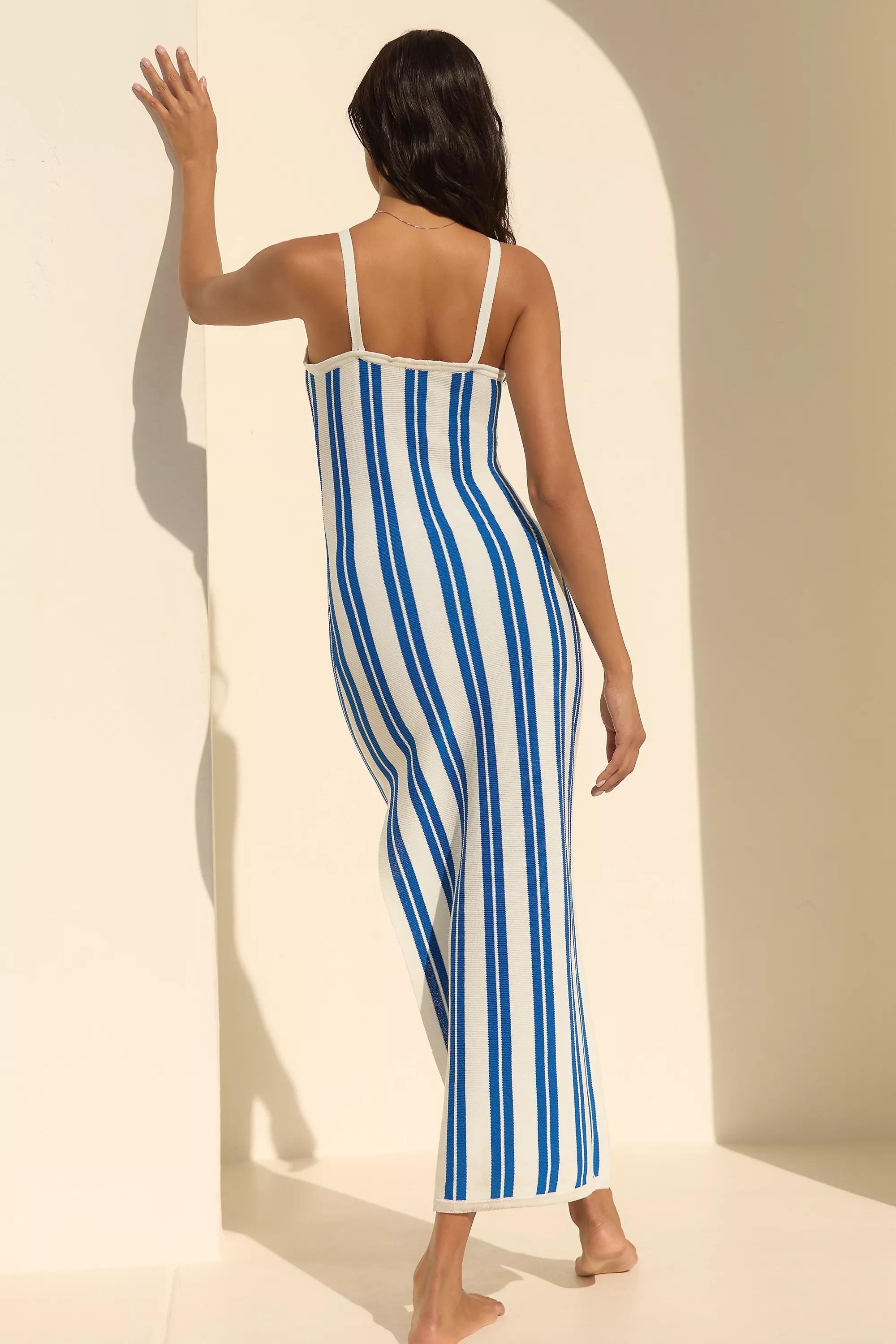 Anthropologie Striped Slip Maxi Dress, Blue, , large image number 1