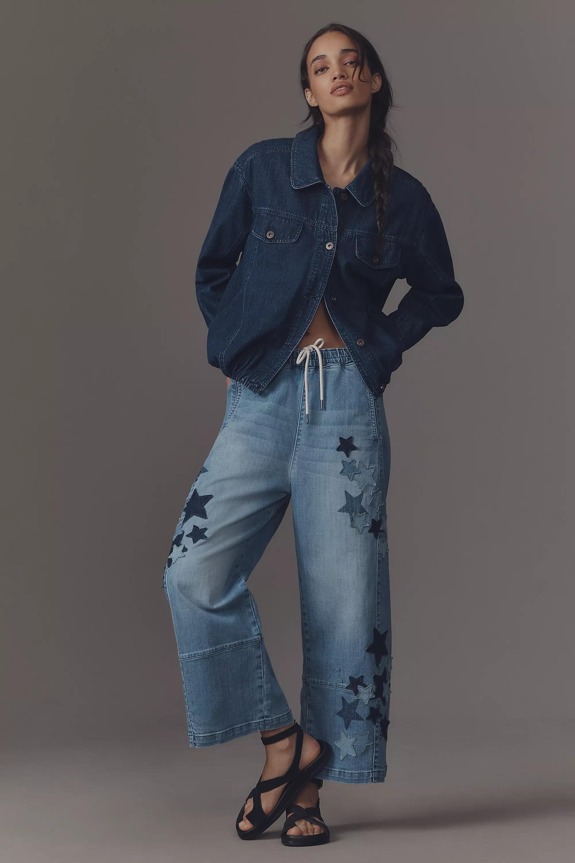 Anthropologie ed Denim Wide-Leg Cropped, Blue, A501_0092, medium