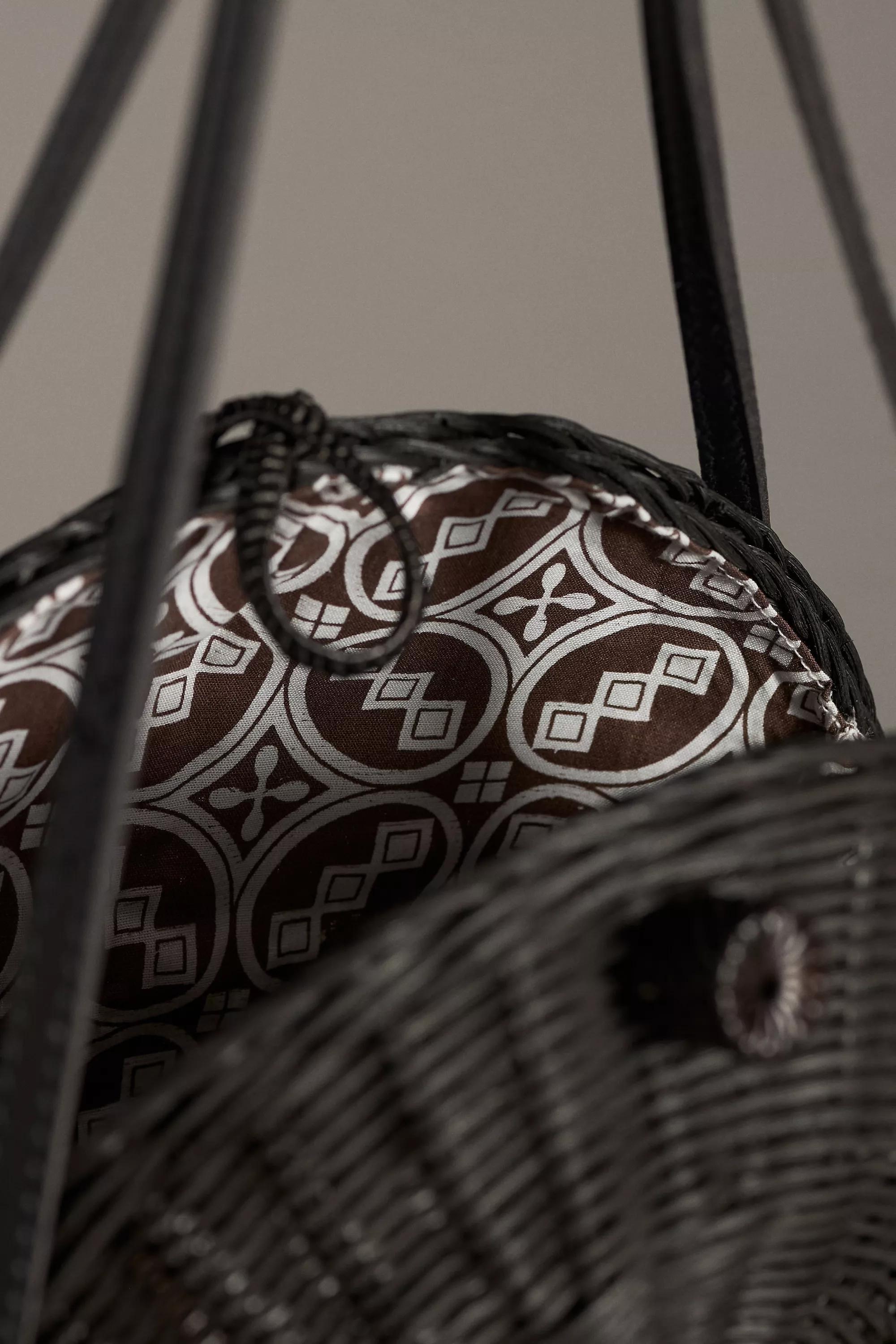Woven Rattan Round Shoulder Bag, Black, A501_0001, large image number 3