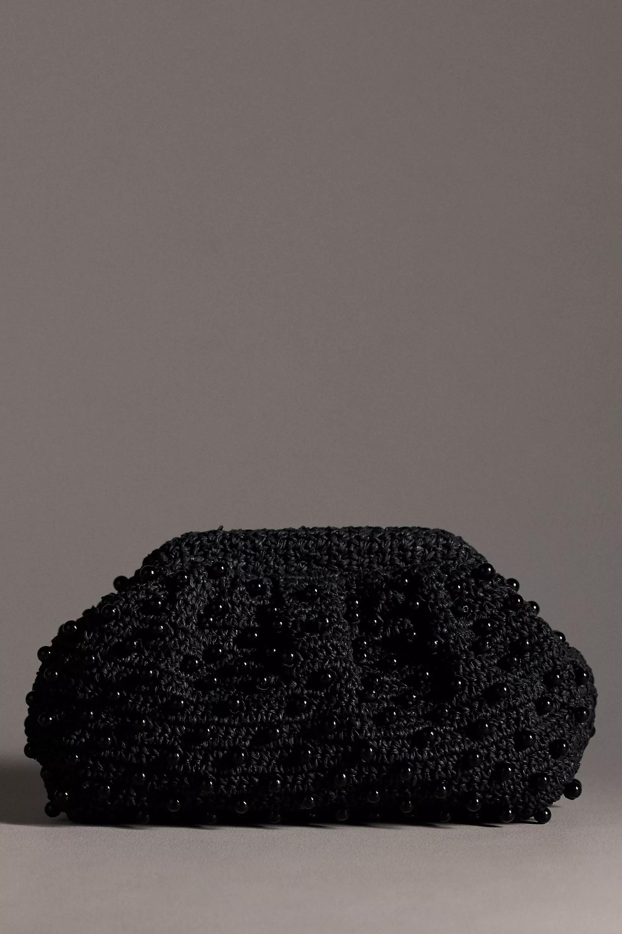 By Anthropologie Beaded Crochet Clutch, Black, A501_0001, large image number 1