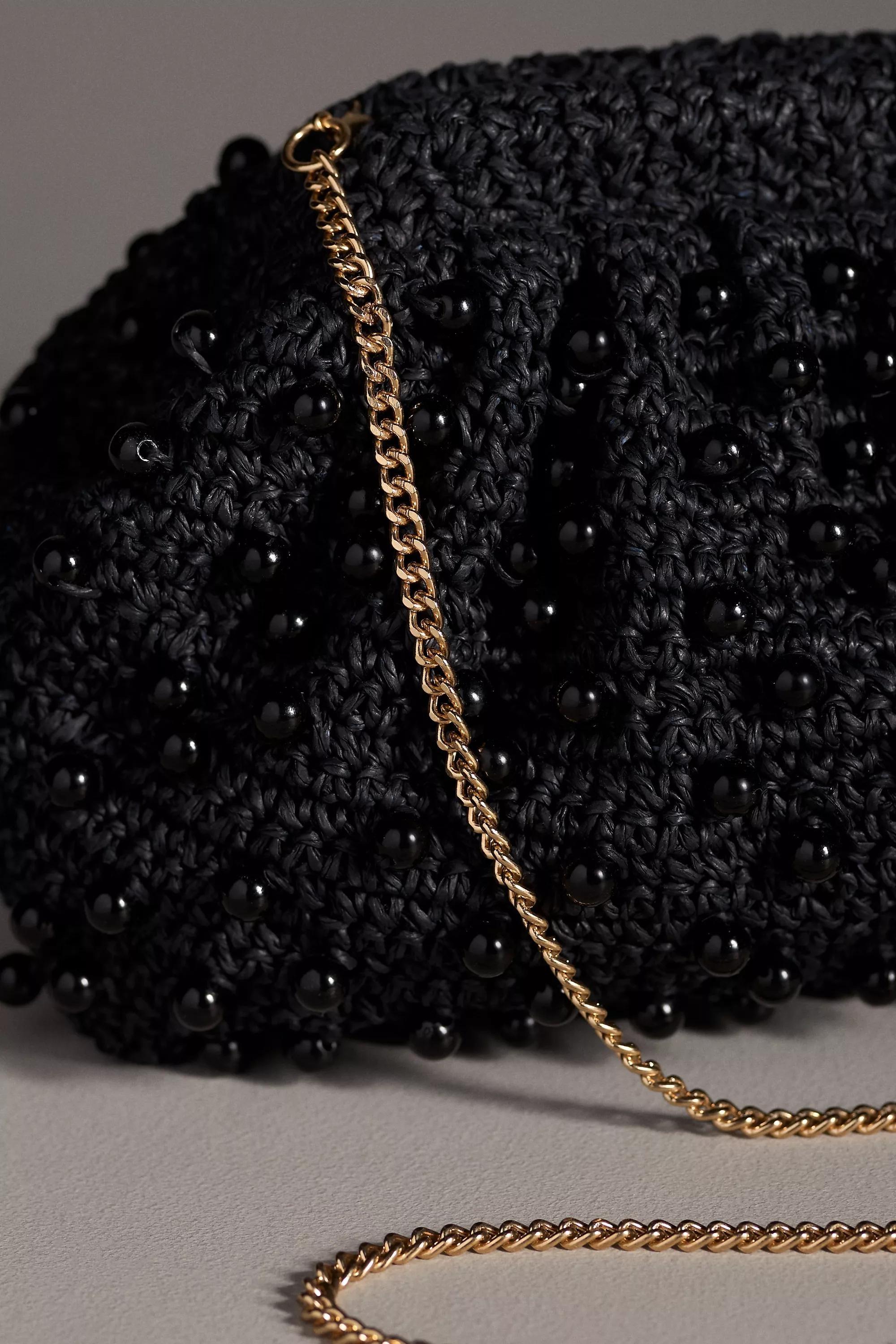 By Anthropologie Beaded Crochet Clutch, Black, A501_0001, large image number 2