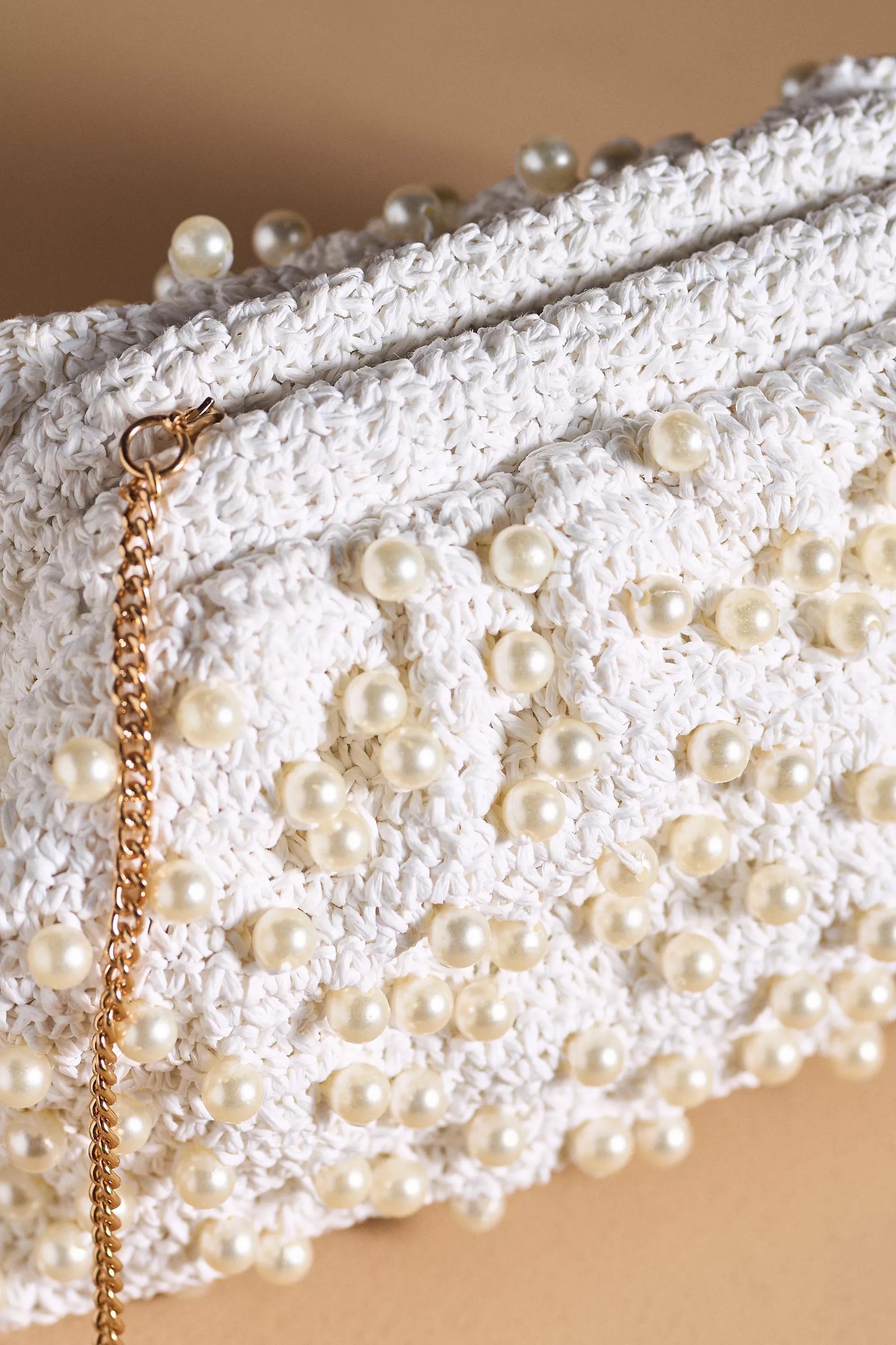 By Anthropologie Beaded Crochet Clutch, White, A501_0014, large image number 2