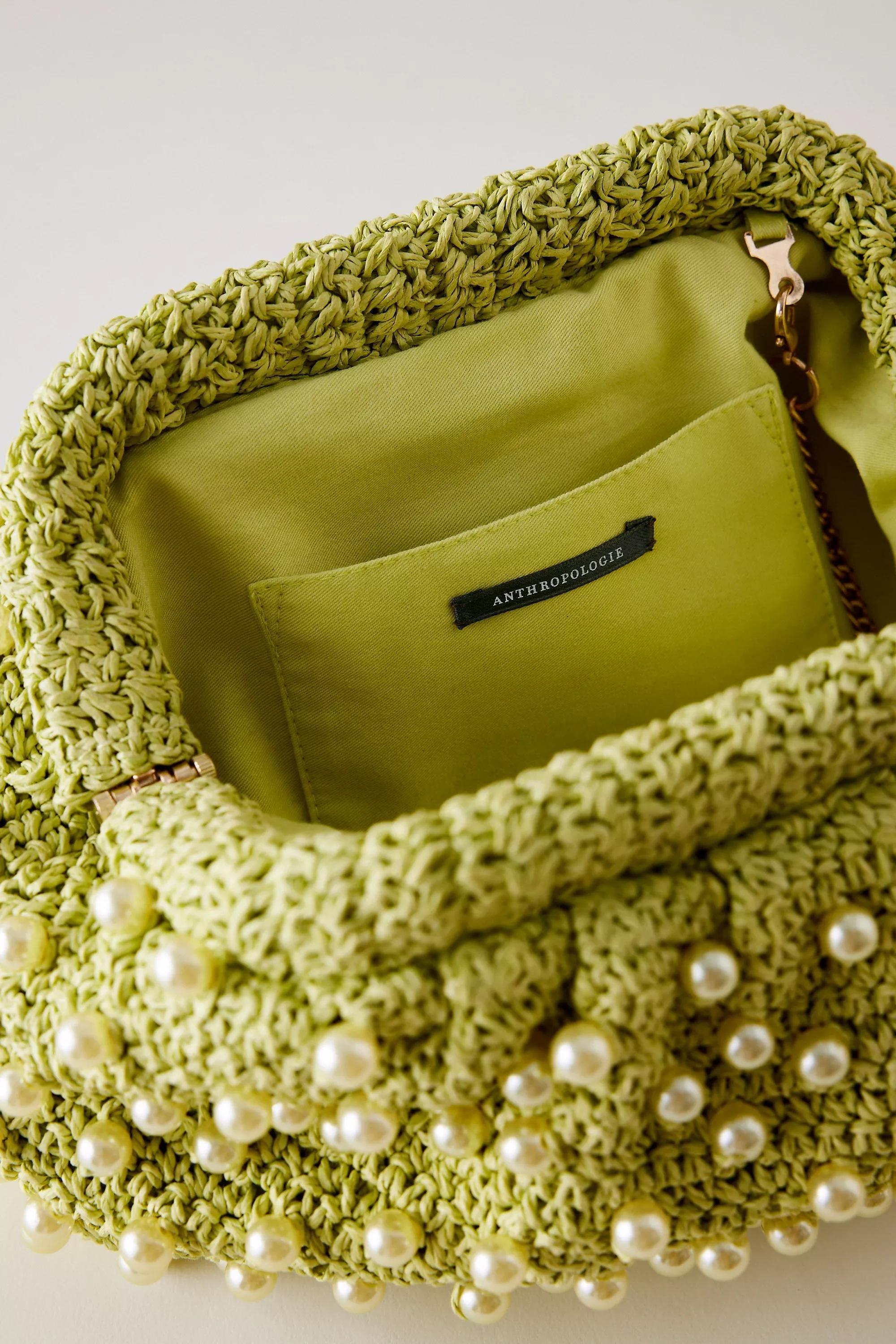 By Anthropologie Beaded Crochet Clutch, Green, A501_0034, large image number 1