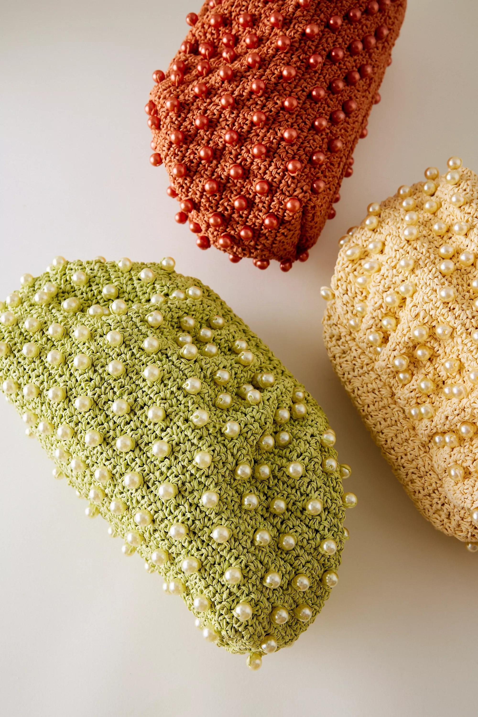 By Anthropologie Beaded Crochet Clutch, Green, A501_0034, large image number 2