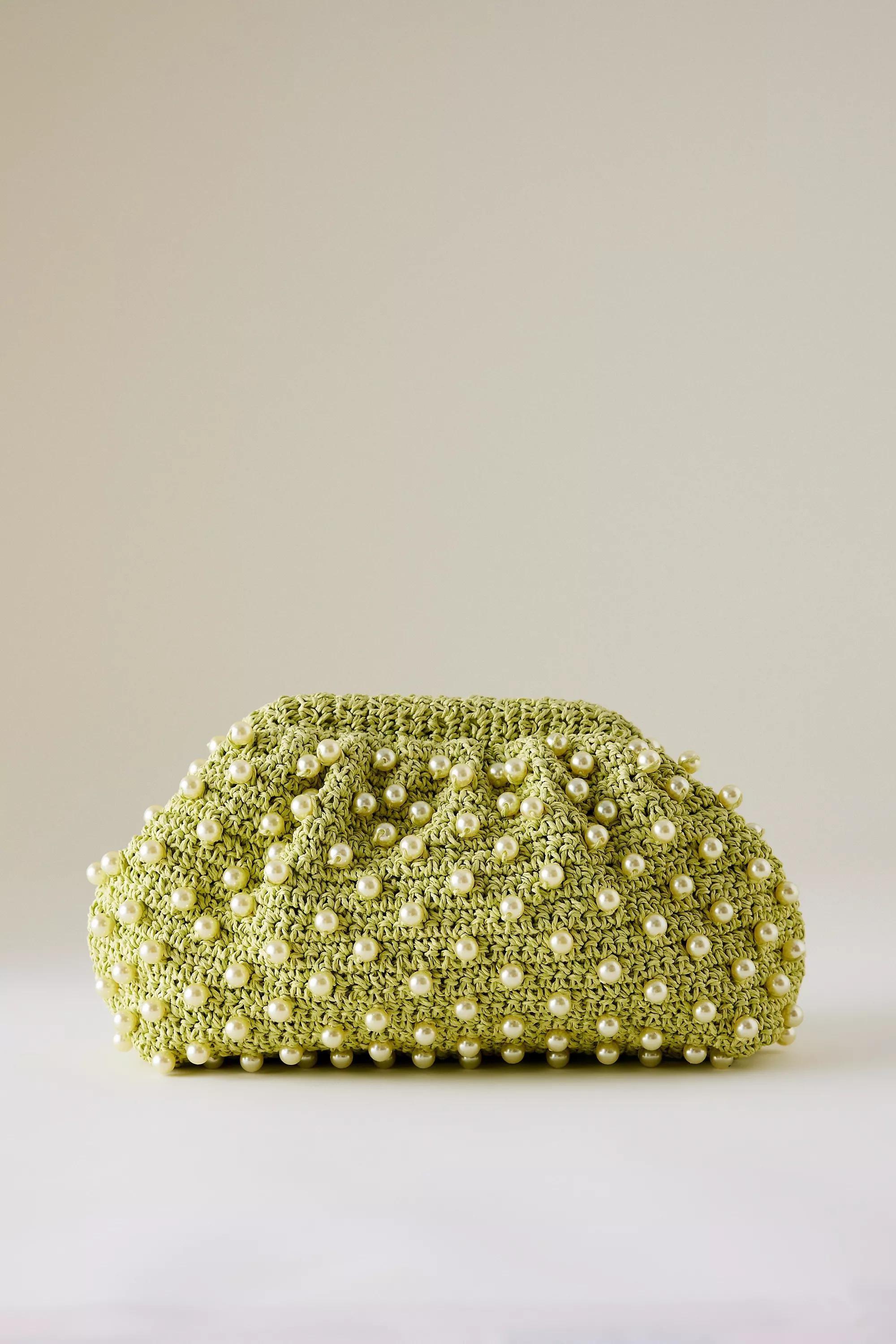 By Anthropologie Beaded Crochet Clutch, Green, A501_0034, large image number 4