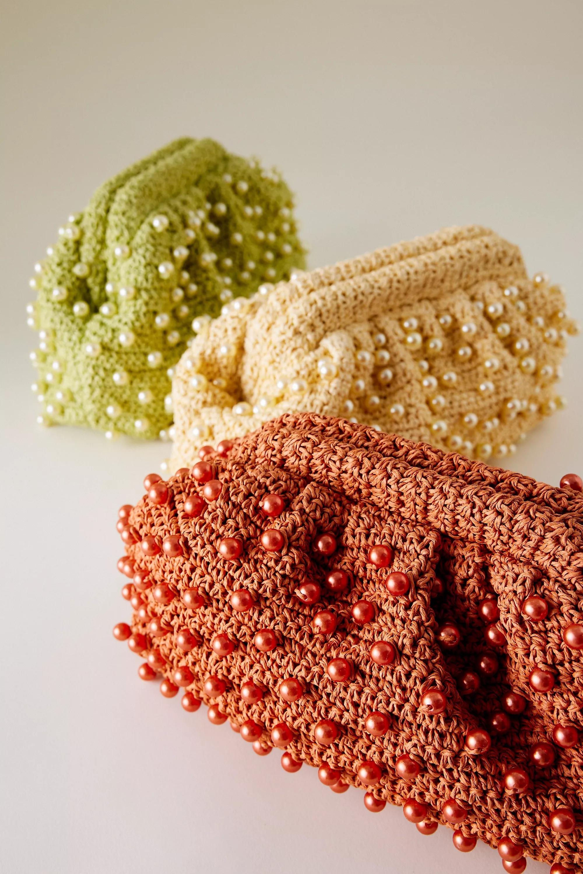 By Anthropologie Beaded Crochet Clutch, Orange, A501_0080, large image number 3