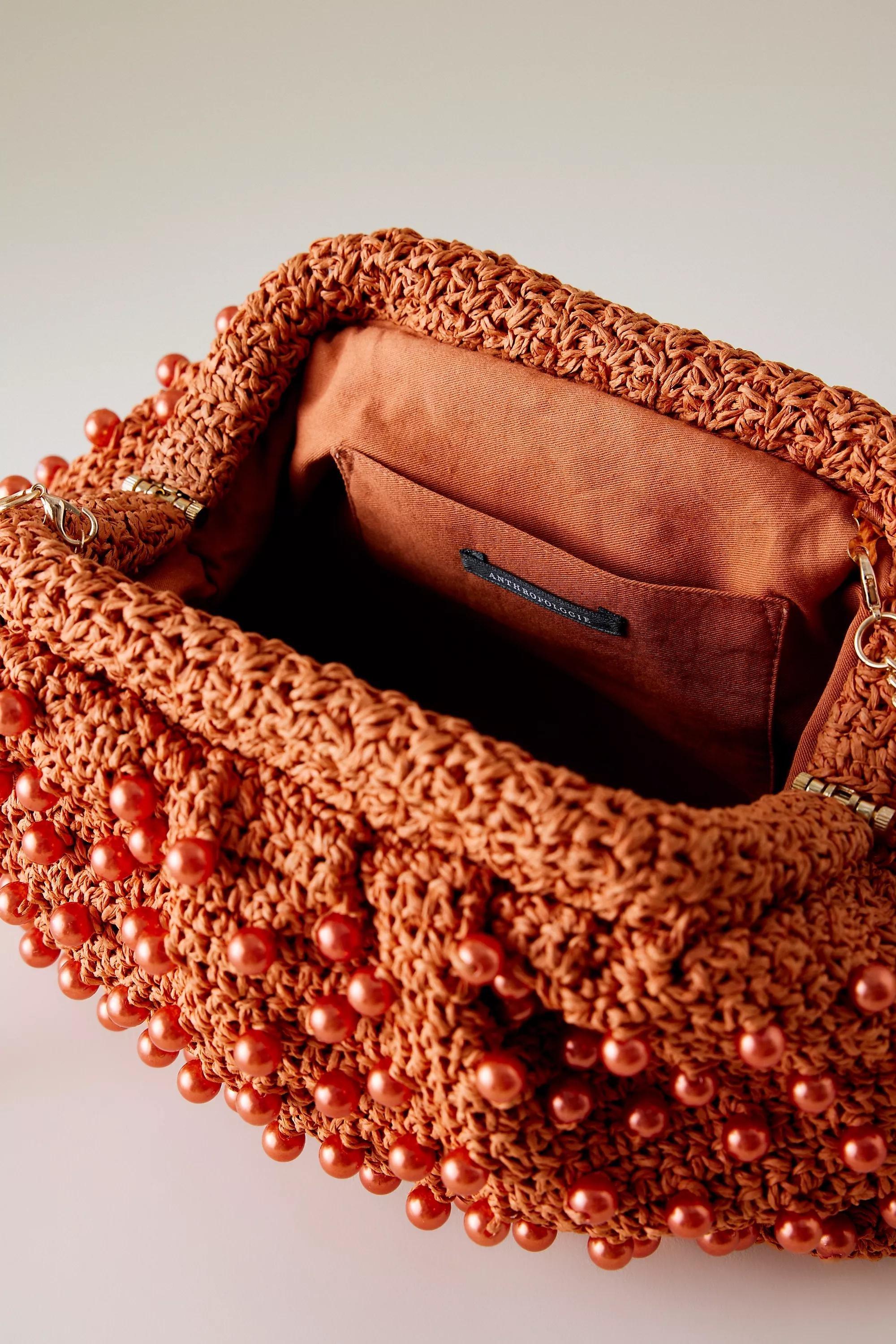 By Anthropologie Beaded Crochet Clutch, Orange, A501_0080, large image number 5