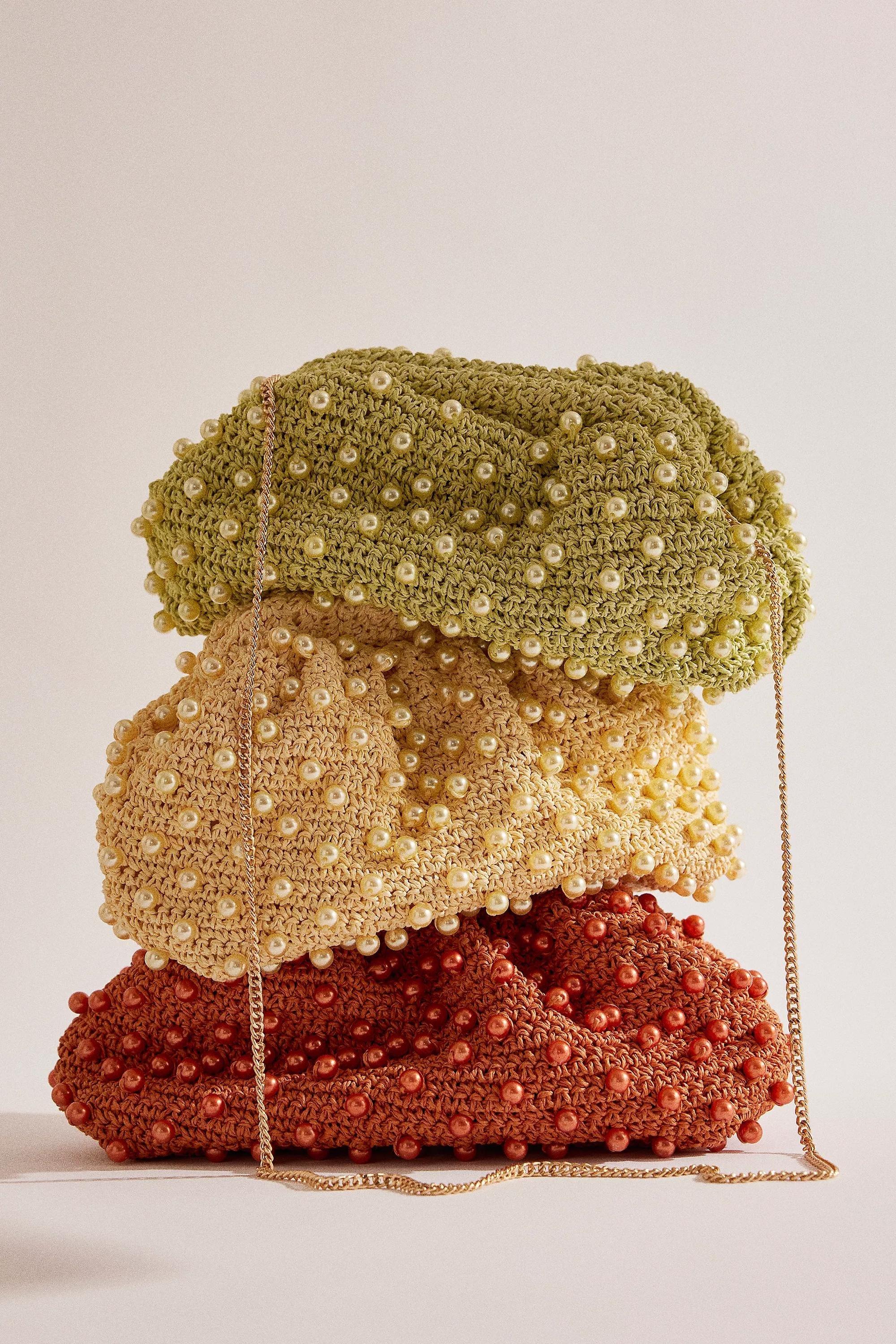 By Anthropologie Beaded Crochet Clutch, Yellow, A501_0270, large image number 4