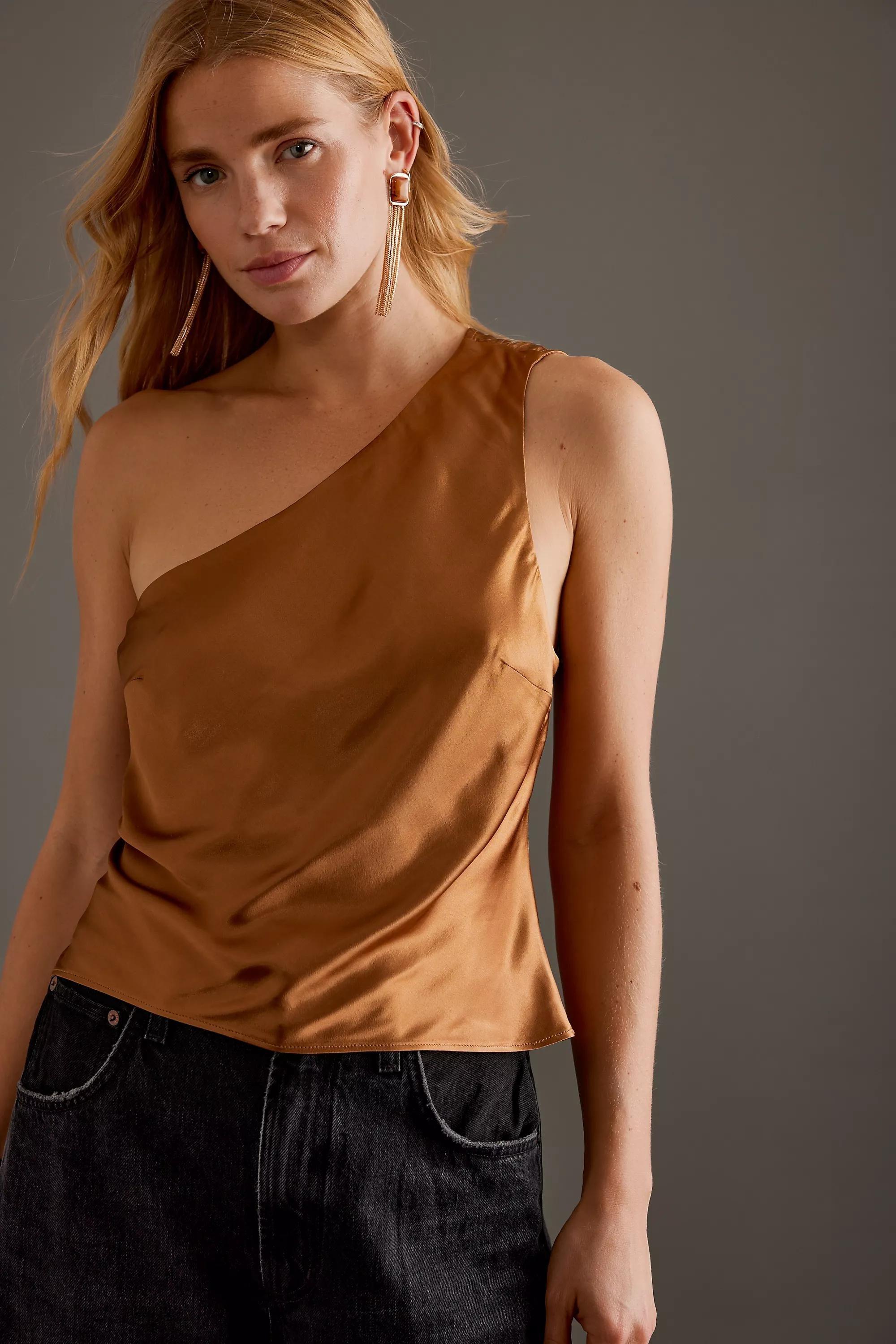 Anthropologie Satin Finish Blouse, Gold, , large image number 4