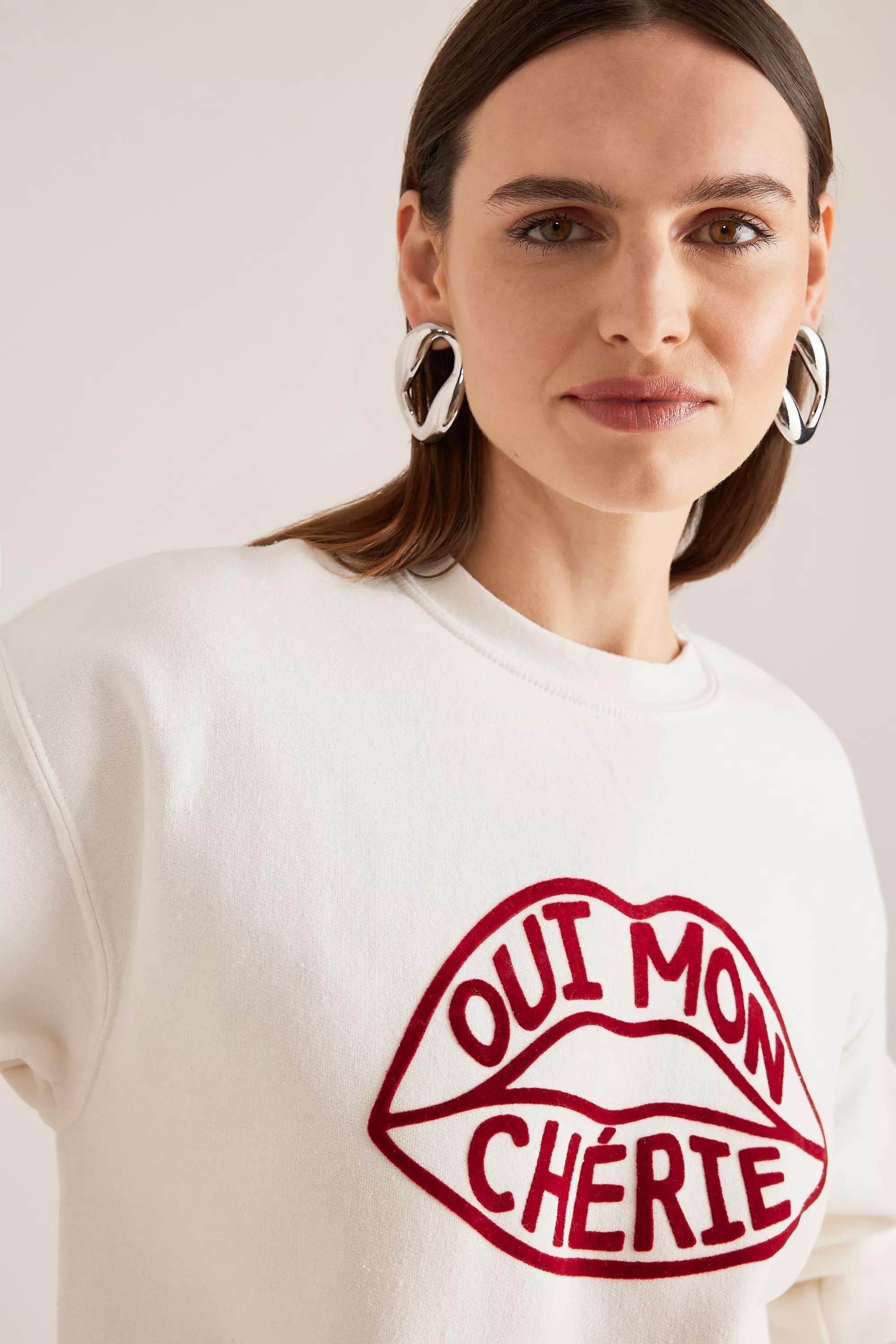 Anthropologie Graphic Print Sweatshirts, Cream, , large image number 0
