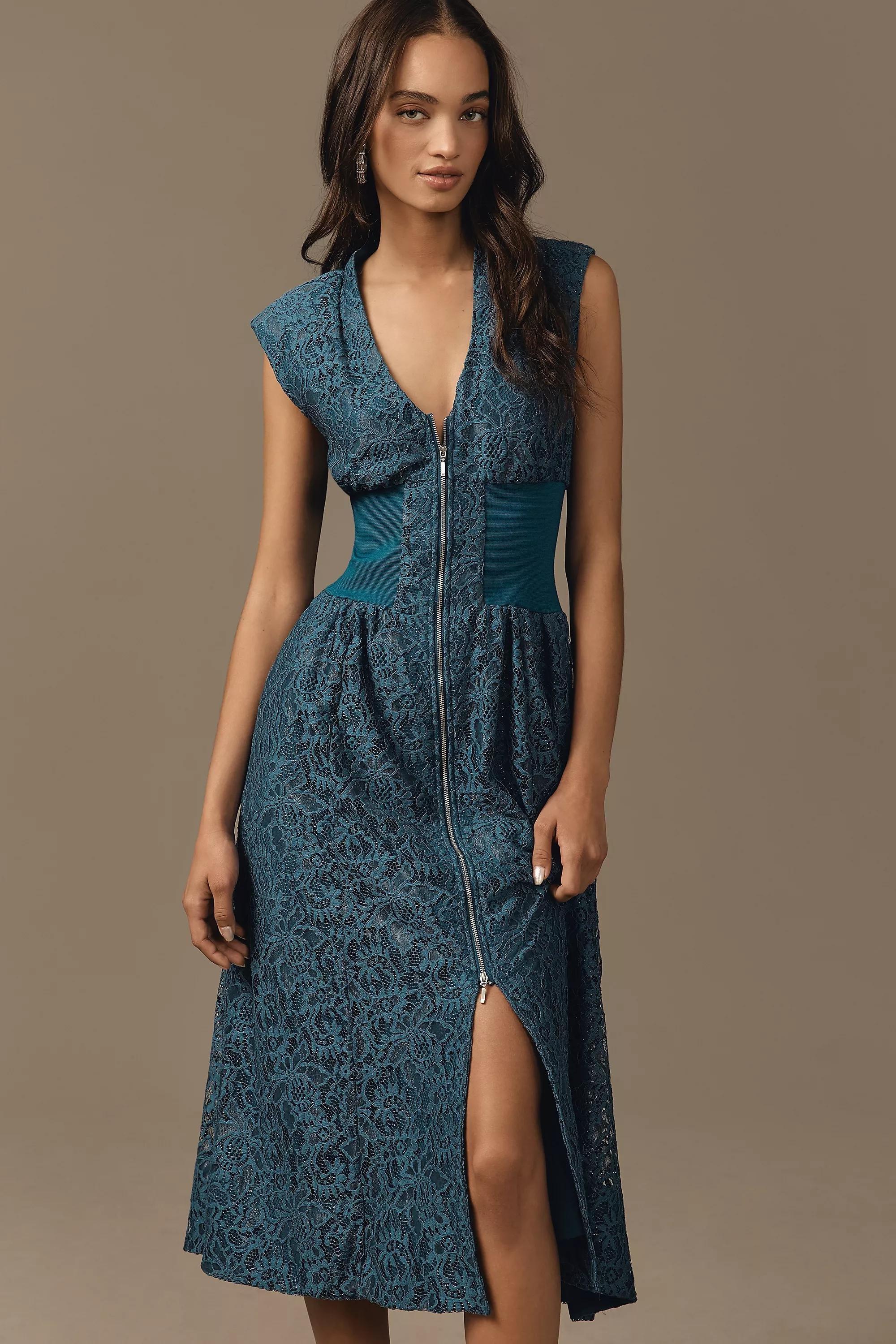 Anthropologie Textured Shirt Dress, Blue, A501_0046, medium