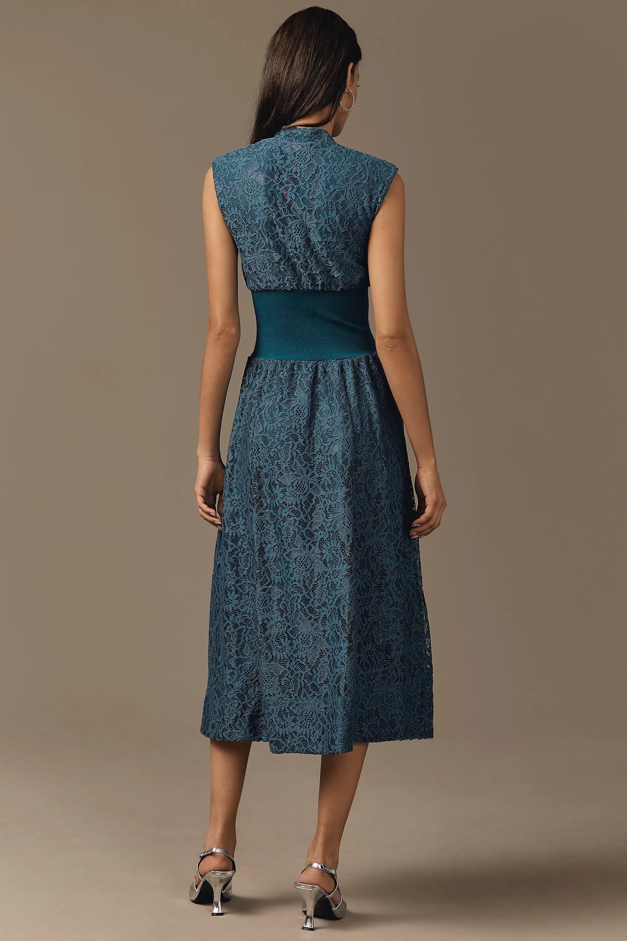 Anthropologie Textured Shirt Dress, Blue, A501_0046, medium