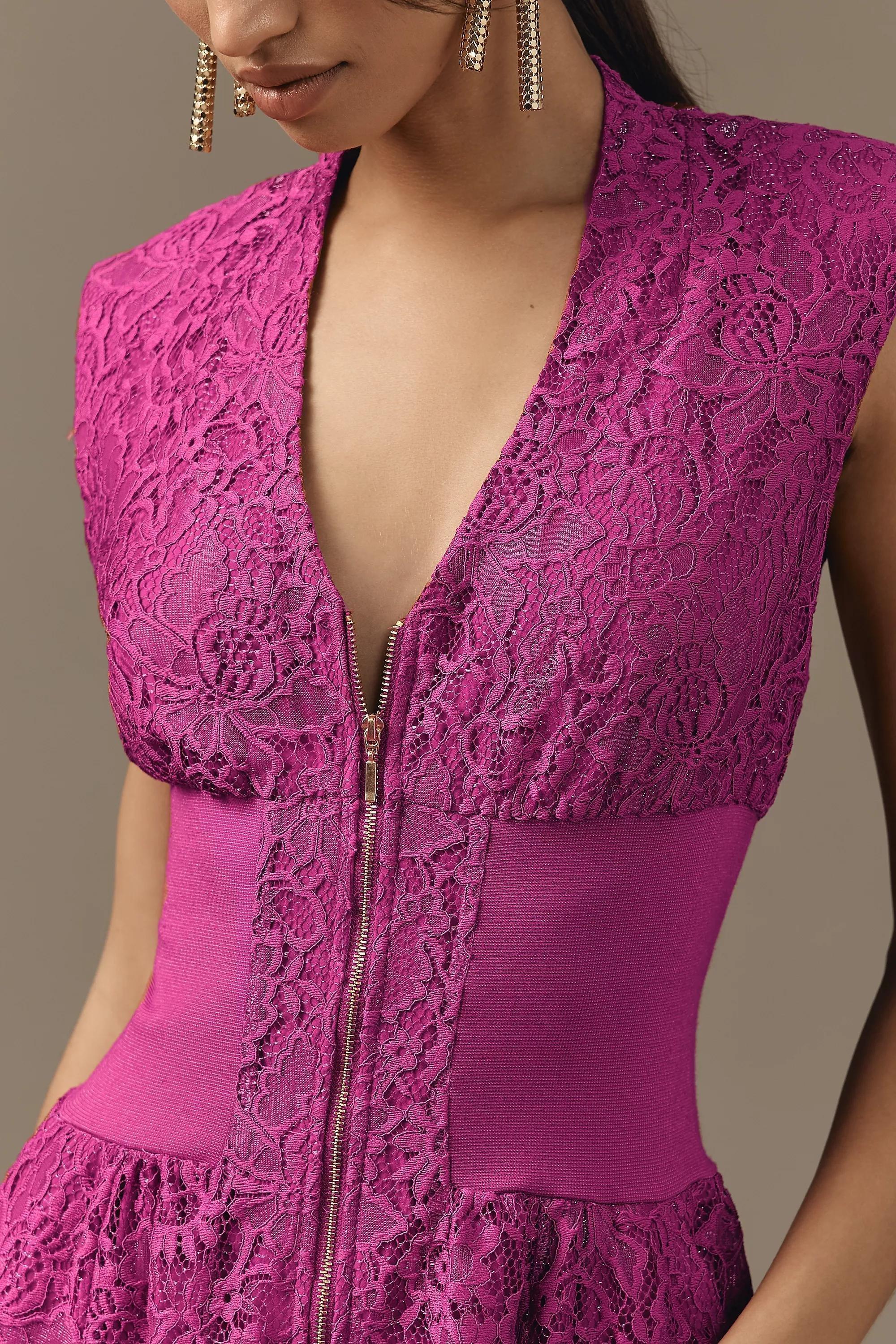 Anthropologie Lace Shirt Dress, Purple, , large image number 1