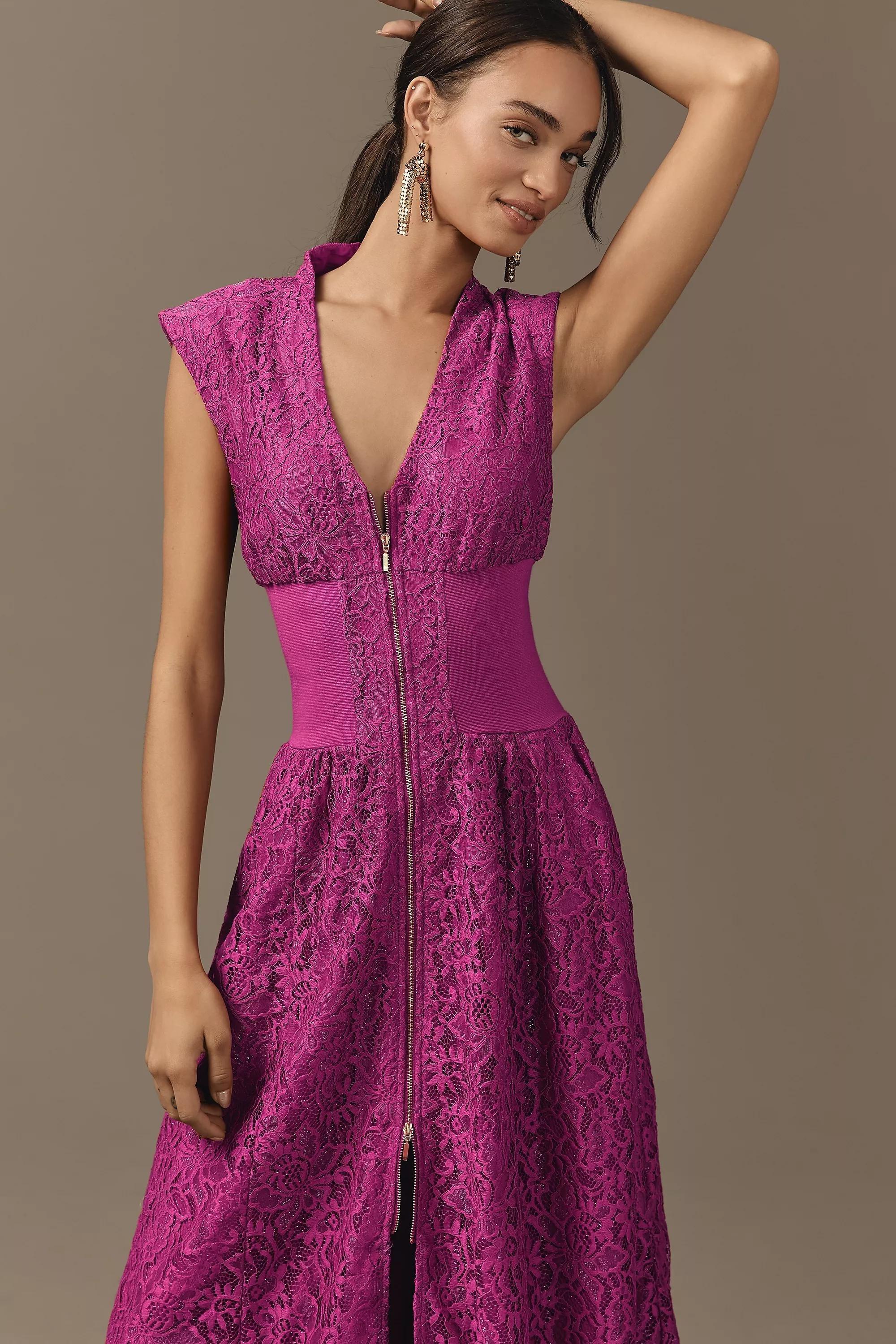 Anthropologie Lace Shirt Dress, Purple, , large image number 2