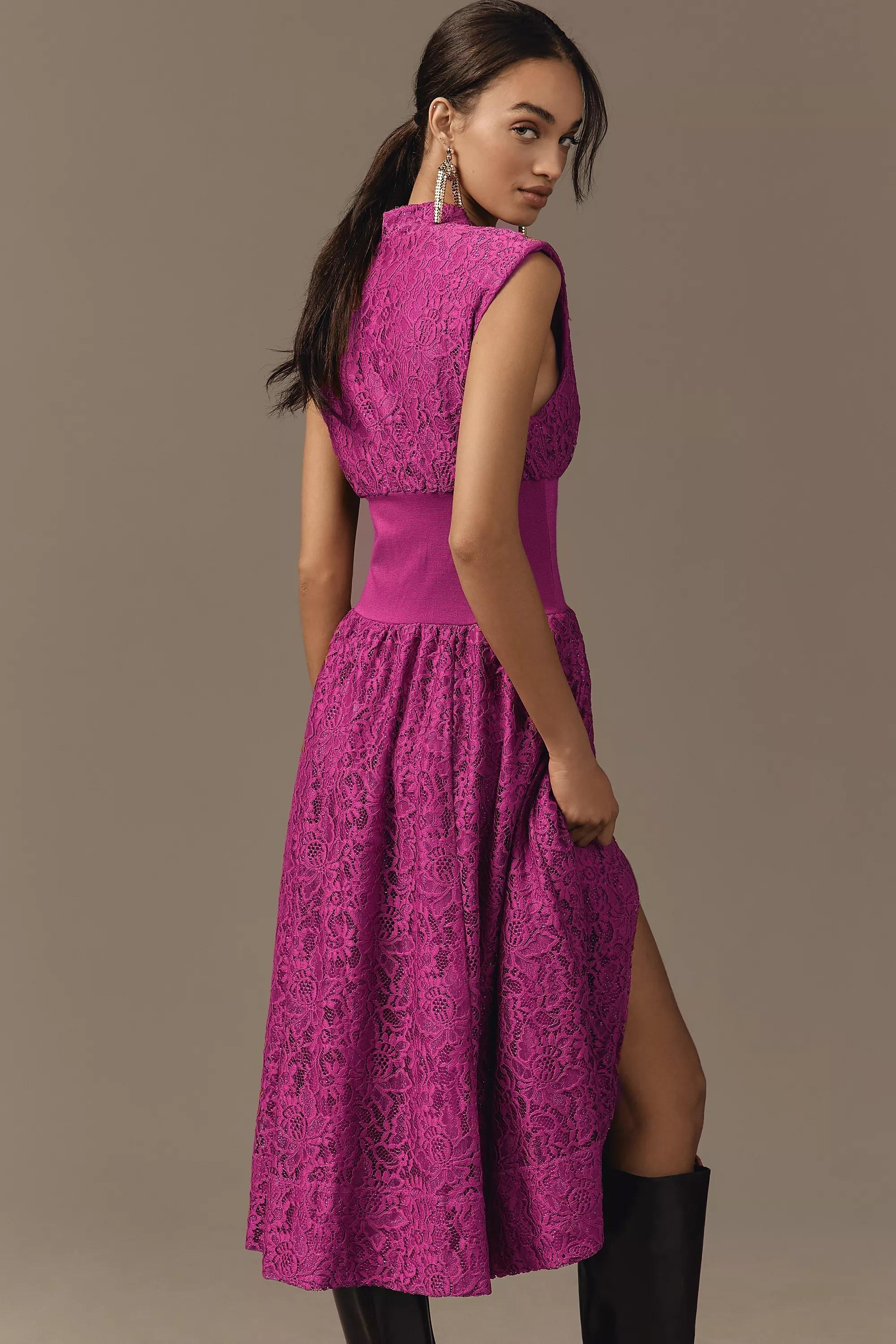 Anthropologie Lace Shirt Dress, Purple, , large image number 3