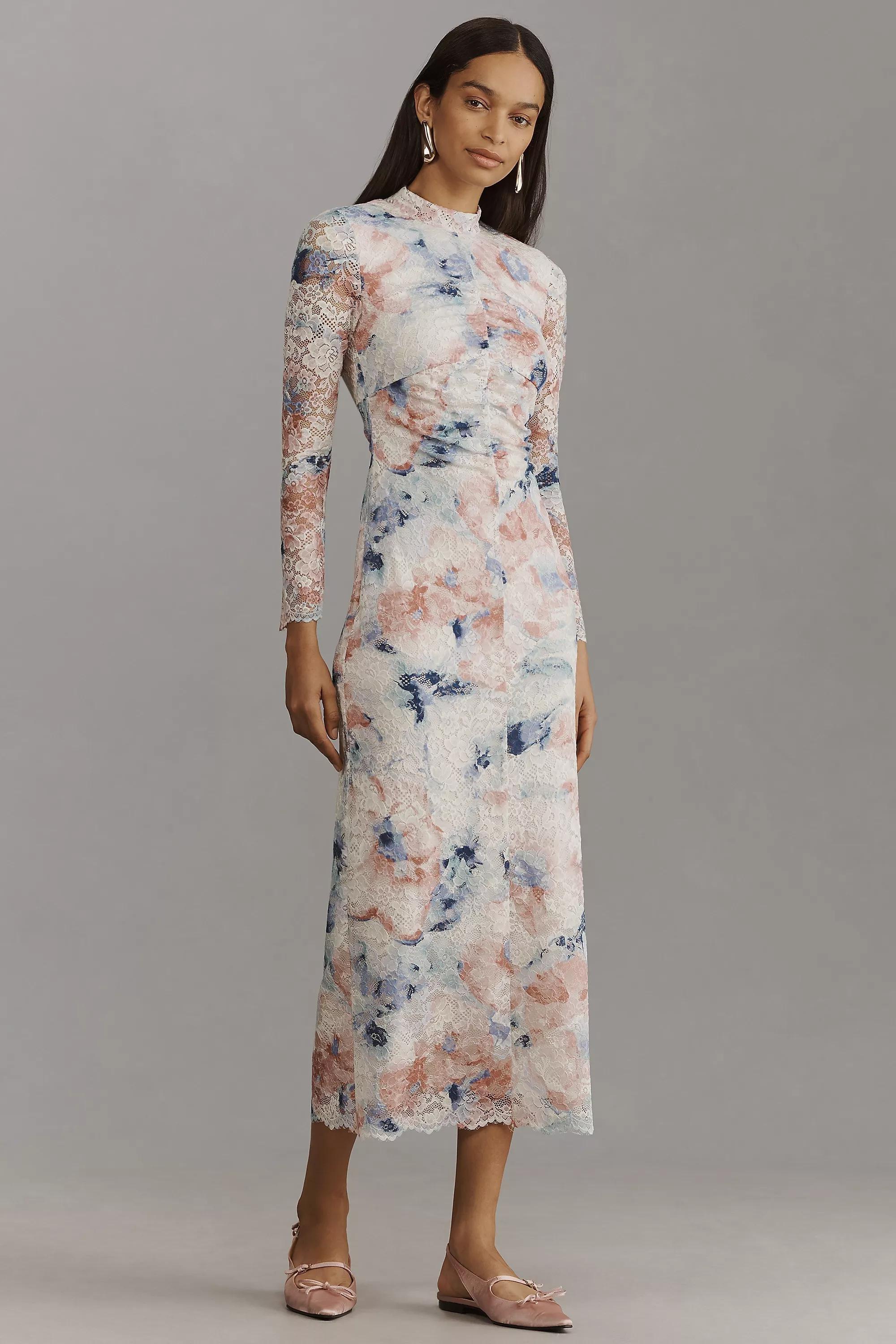 Anthropologie Abstract Sheath Romantic Midi, Multicolour, , large image number 0