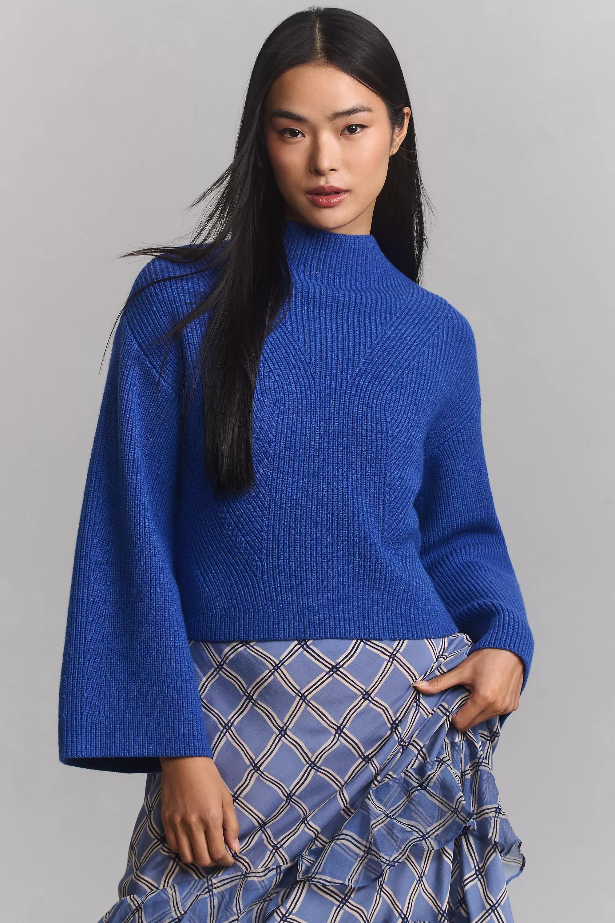 Anthropologie Textured Ribbed Jumper, Blue, , large image number 1