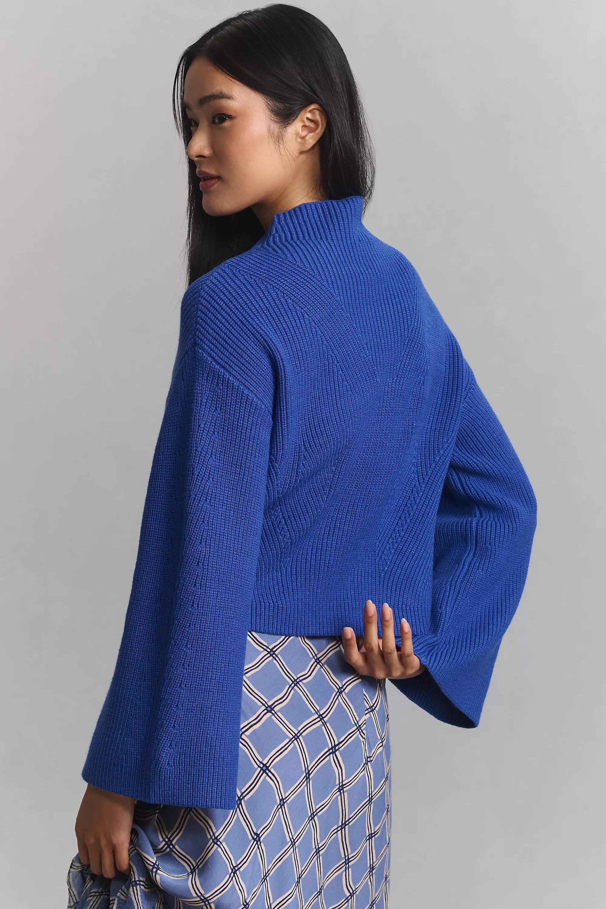 Anthropologie Textured Ribbed Jumper, Blue, , large image number 3